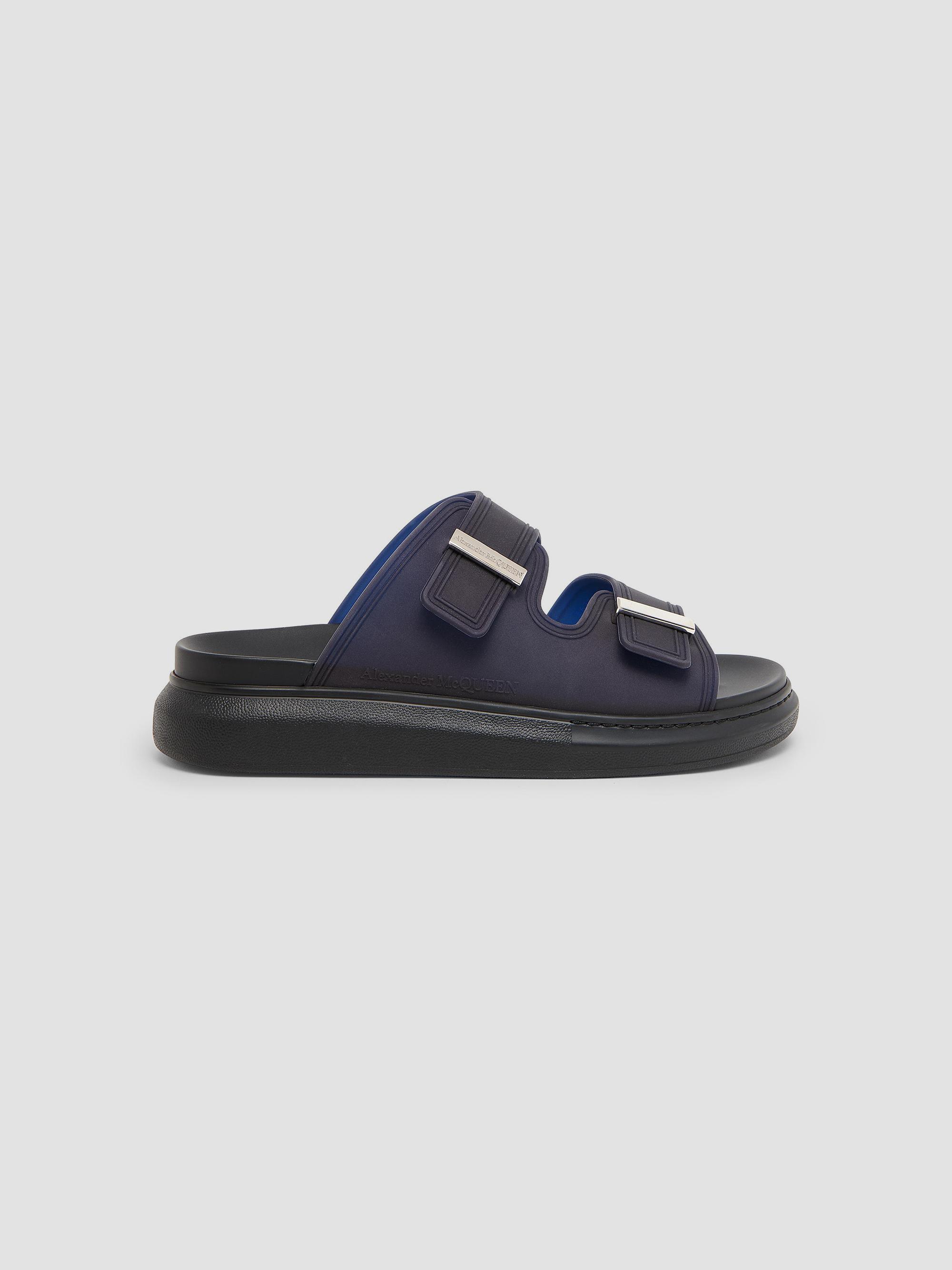 McQueen Men's Hybrid Double-Buckle Sandals - Blue Silver
