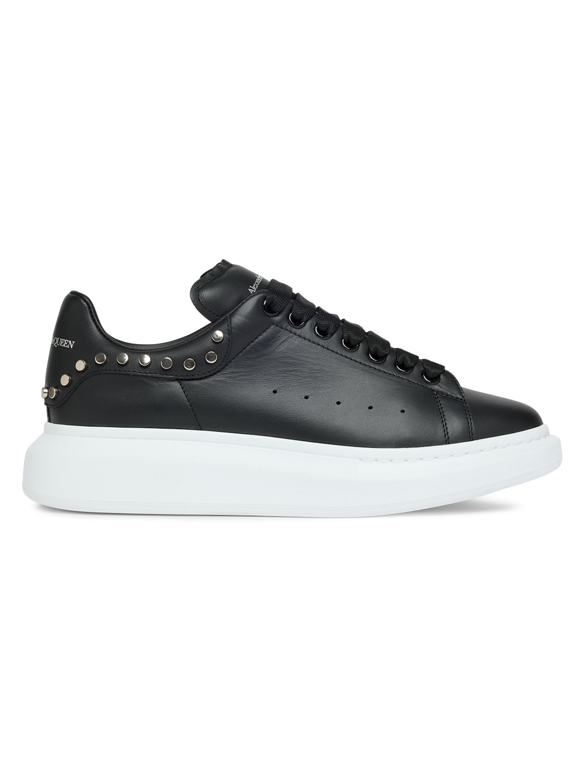 McQueen Men's Oversized Studded Leather Low-Top Sneakers - Blackwhite