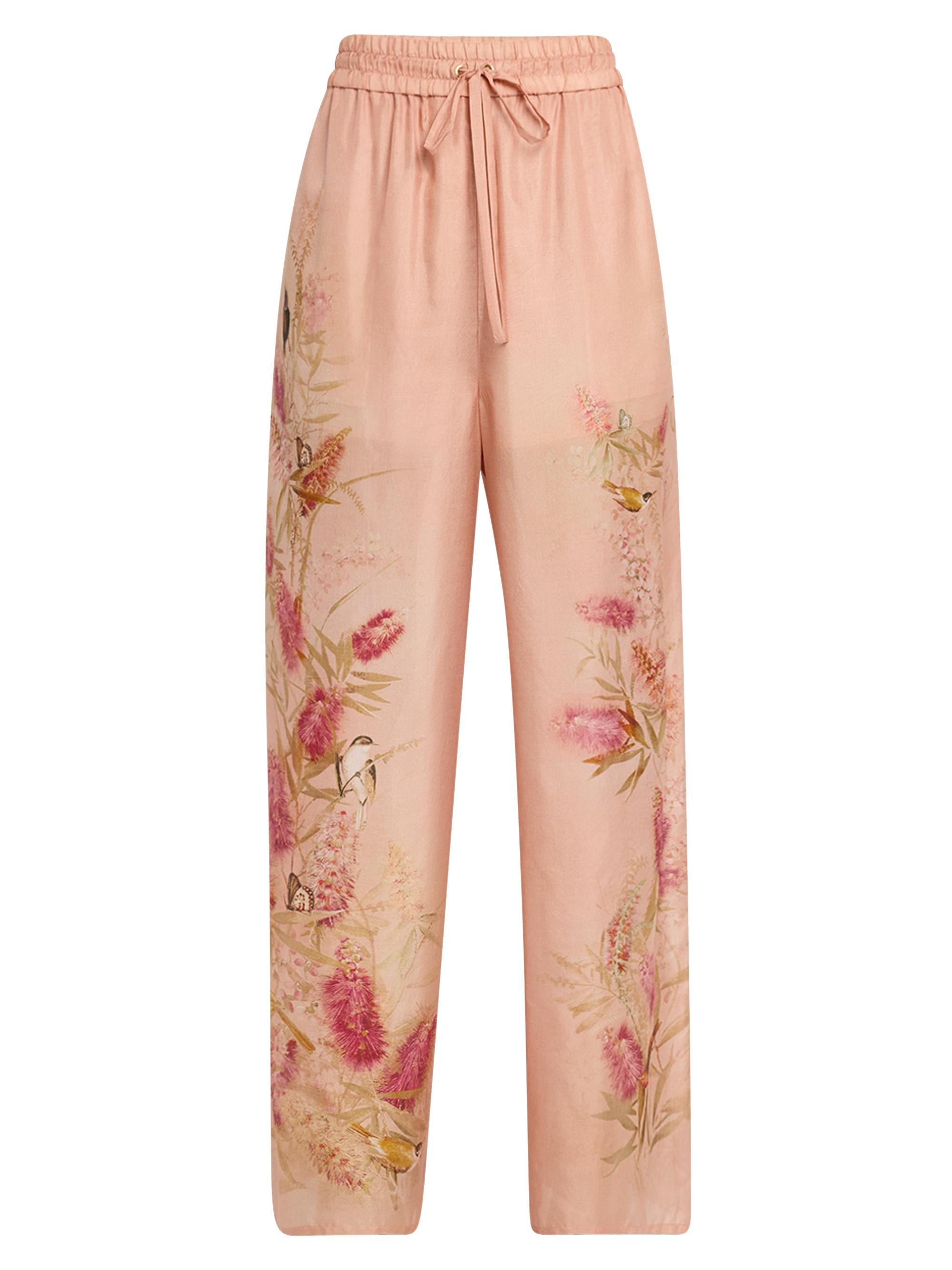 Zimmermann Women's Cascadian Relaxed Silk Pants - Pink Pattern