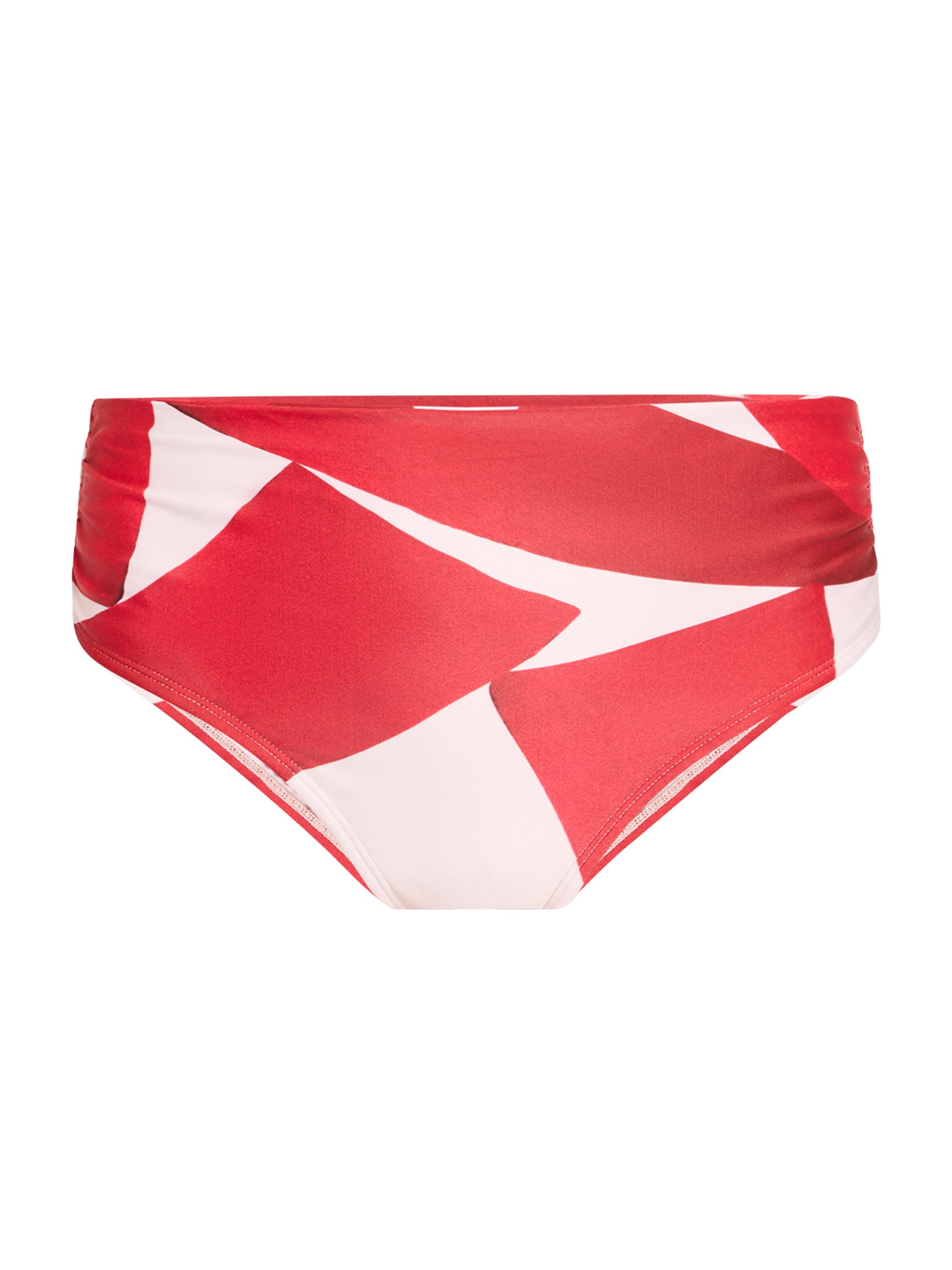 Lenny Niemeyer Swim Women's Ruched High-Rise Bikini Bottom - Red White