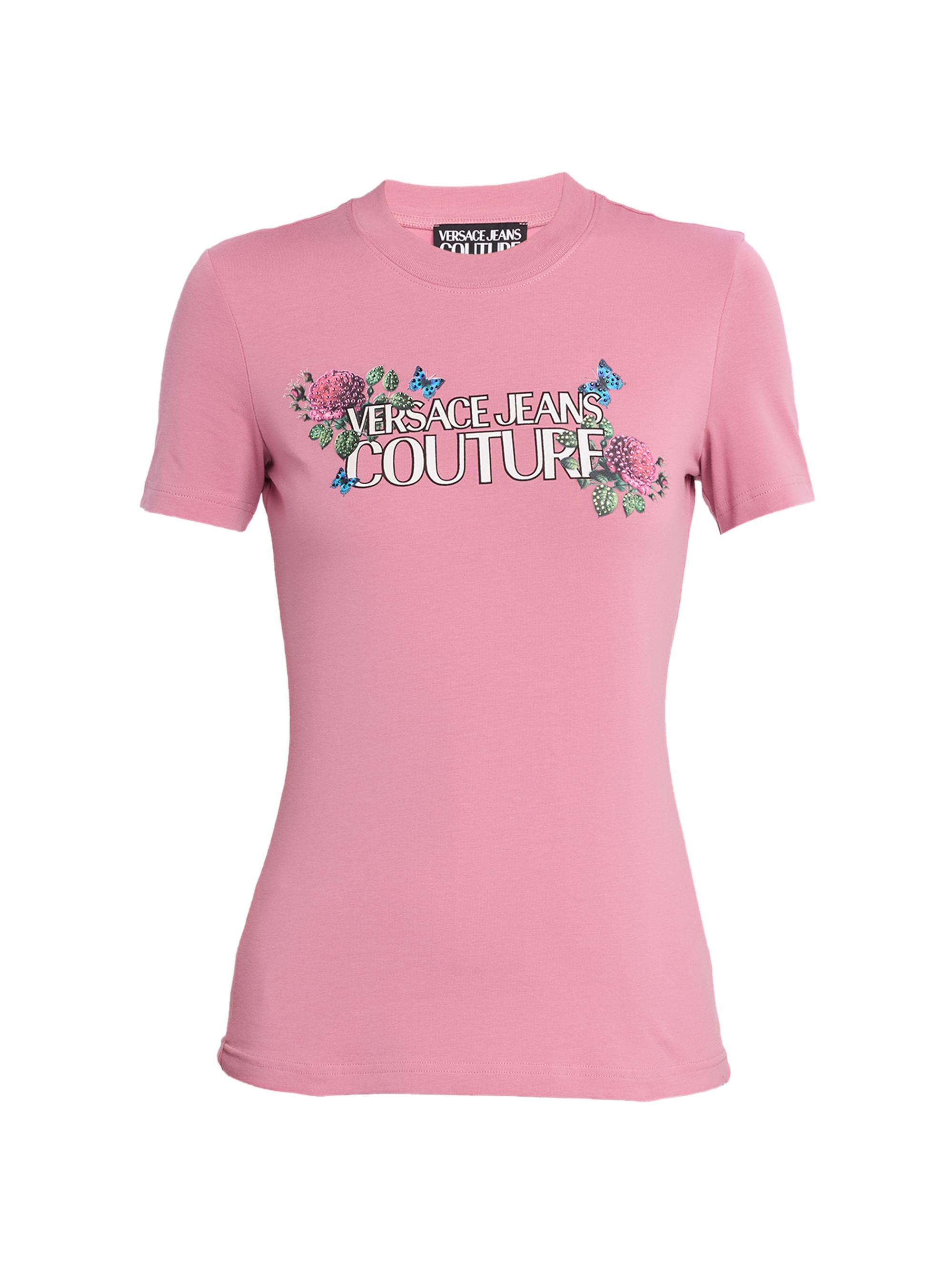 花 です　VERSACE JEANS COUTURE★半袖Tシャツ Versace Jeans Couture Embellished Floral Logo Crewneck T-Shirt