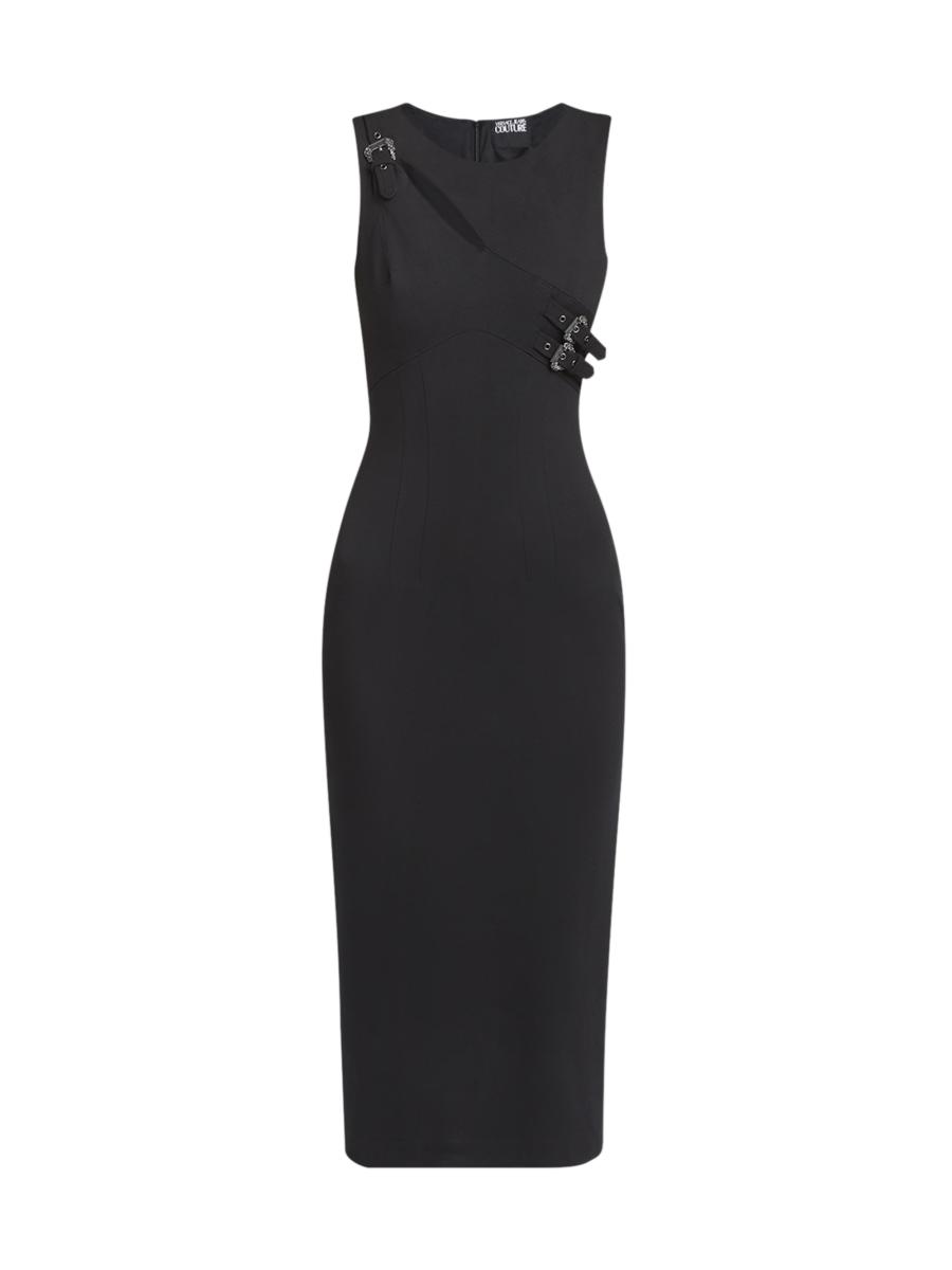 VERSACE ヴェルサーチ 23SS メデューサ ロゴバックル Vネック ノースリーブ ミディドレス ブラック 1008252 1A02395 レディース レディース La Medusa ハンドバッグコレクション | ヴェルサーチェ 日本