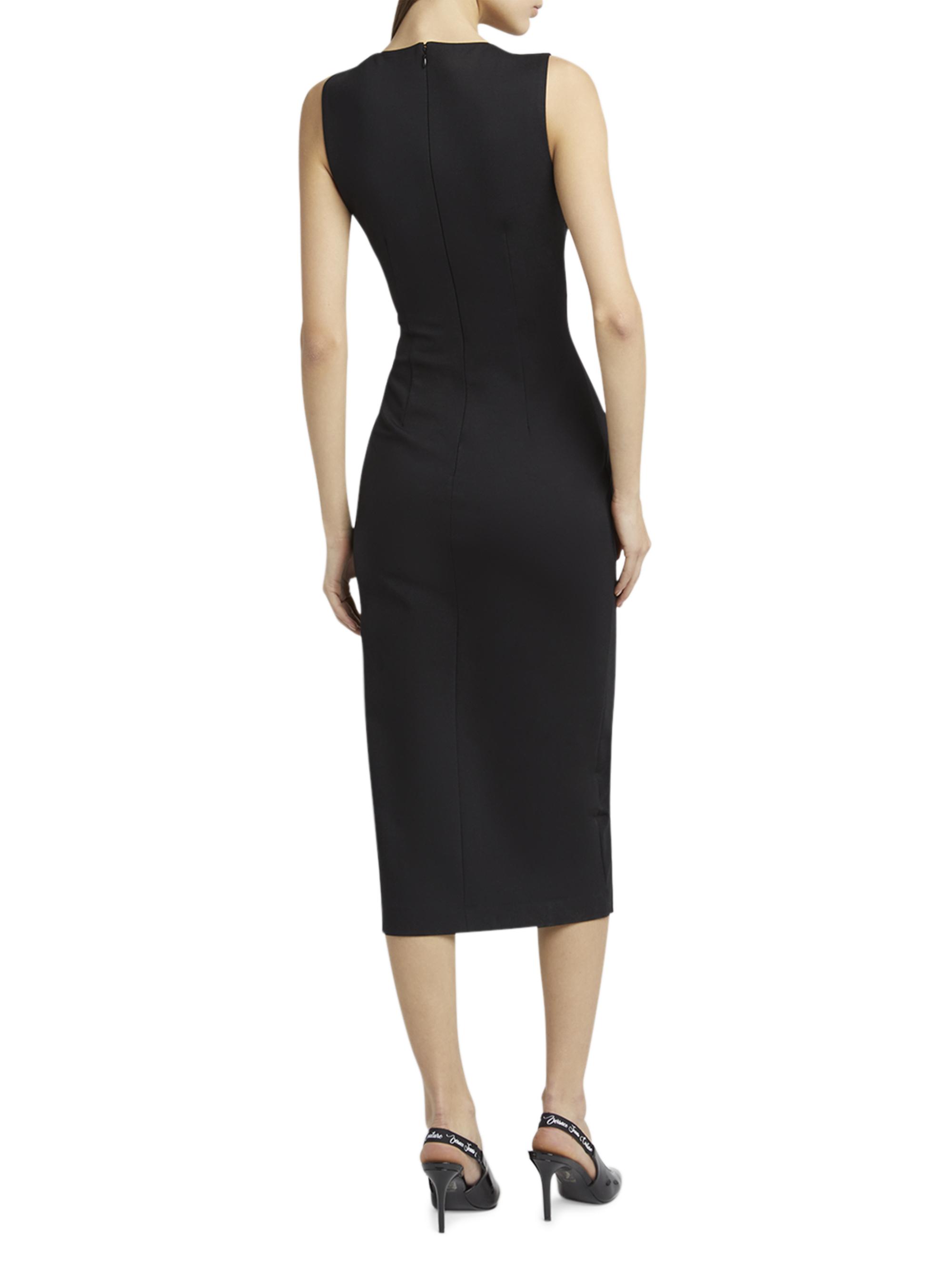 VERSACE ヴェルサーチ 23SS メデューサ ロゴバックル Vネック ノースリーブ ミディドレス ブラック 1008252 1A02395 レディース VERSACE ヴェルサーチ 23SS メデューサ ロゴバックル Vネック