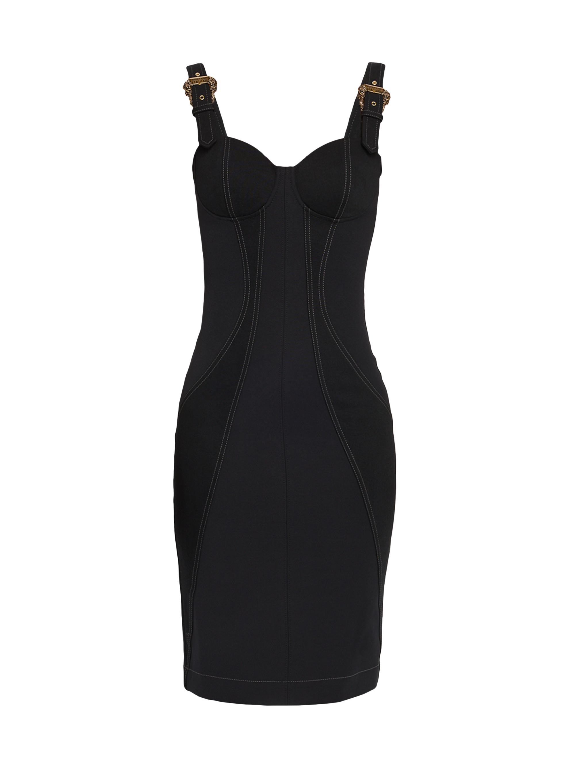 Versace Jeans Couture Women's Denim Buckle-Strap Knee-Length Dress - Black