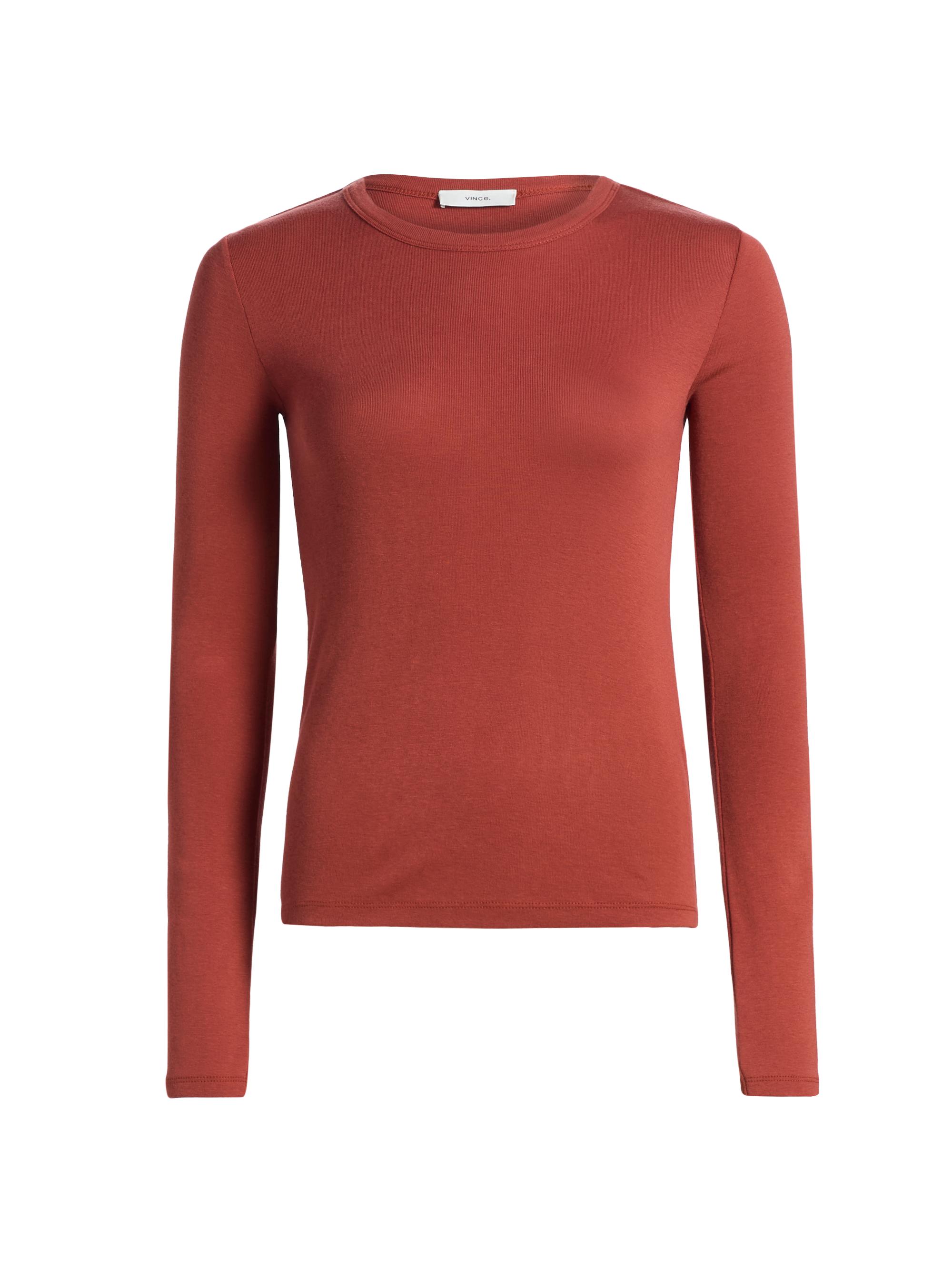 Vince Women's Essential Crewneck Long-Sleeve T-Shirt - Tuscan Red