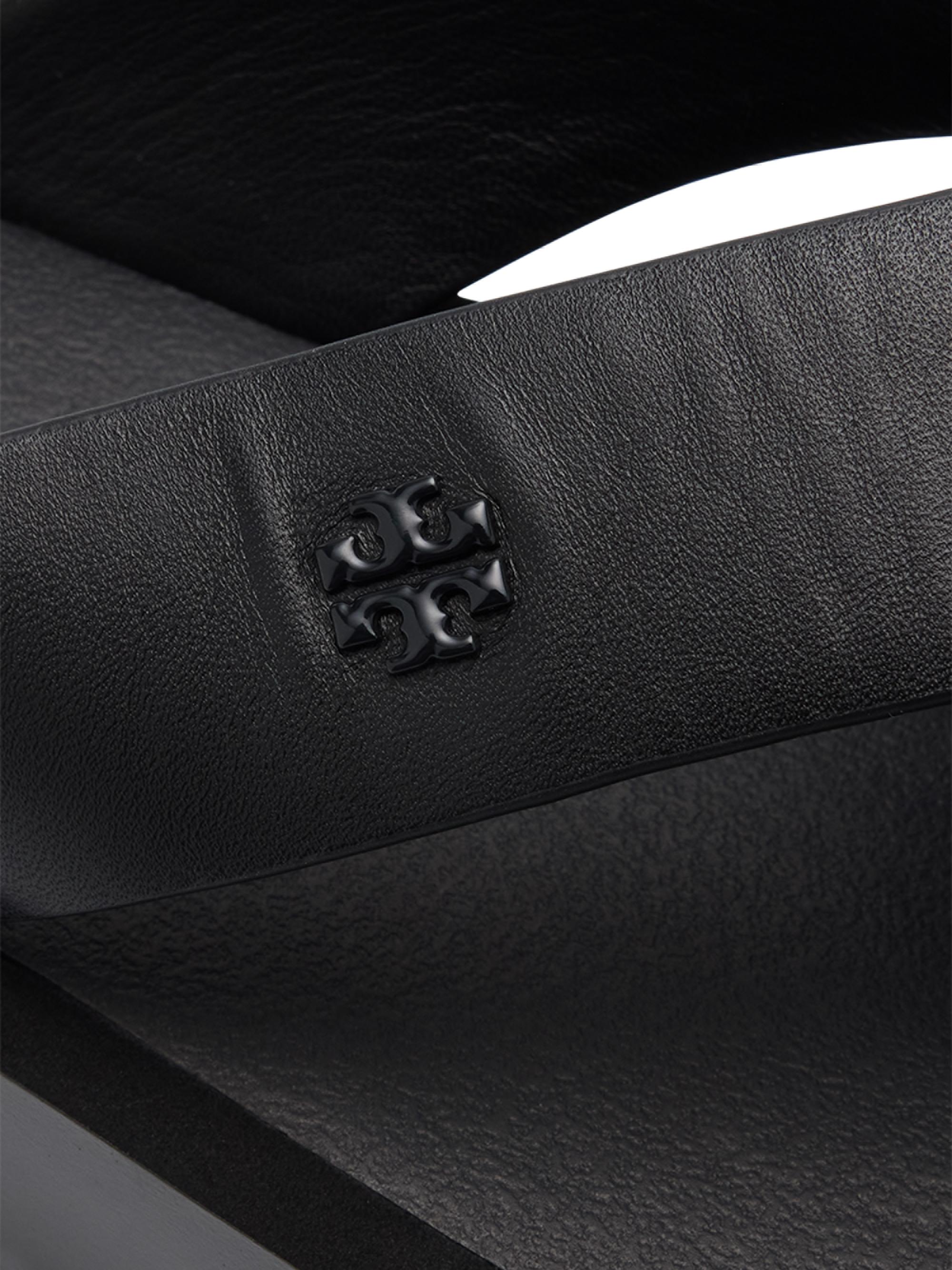 Tory Burch Women's Logo-Medallion Leather Platform Flip-Flops - Black | Thumbnail 6