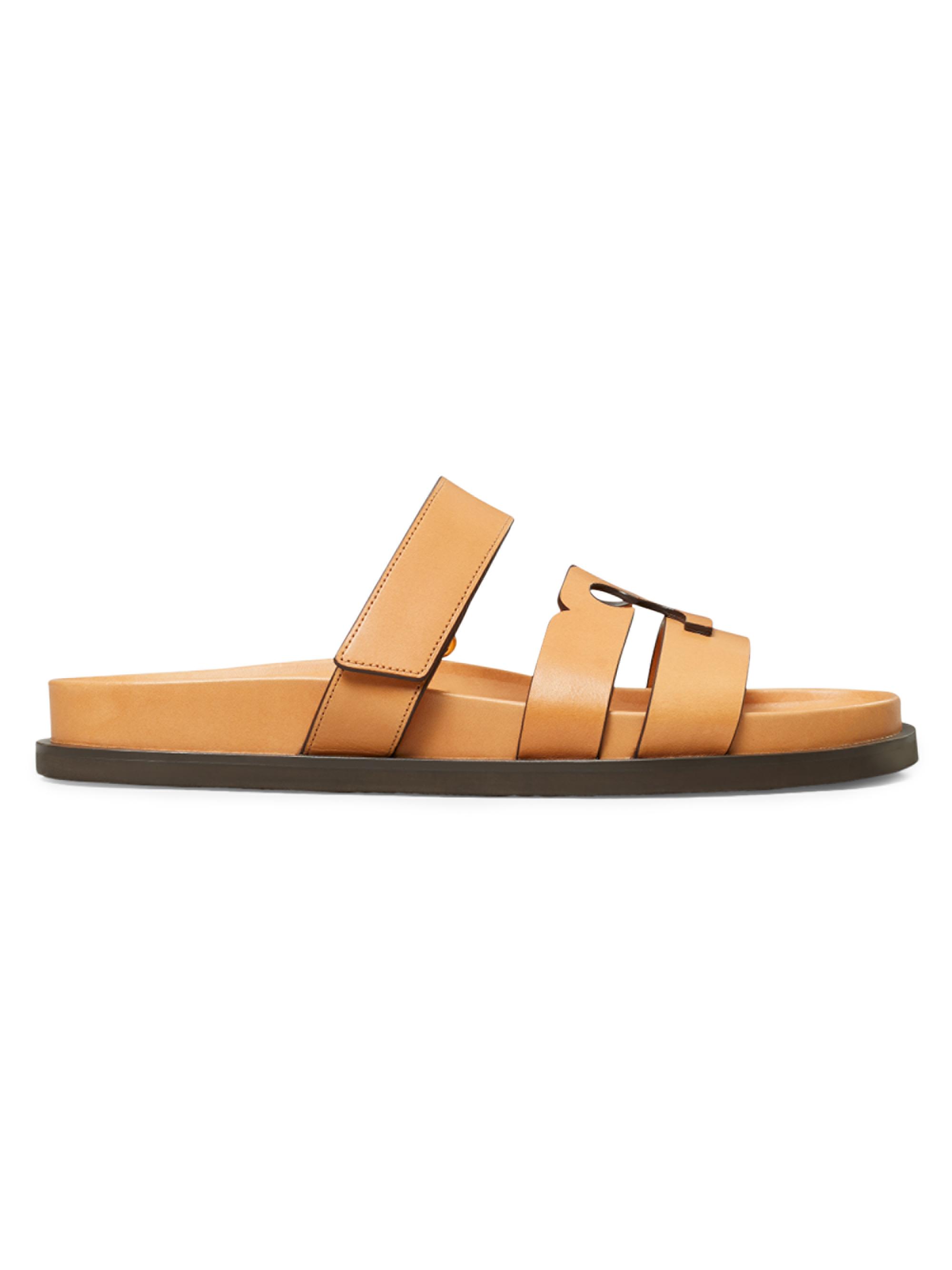 Tory Burch Women's Ines Logo Leather Sport Flat Sandals - Brown