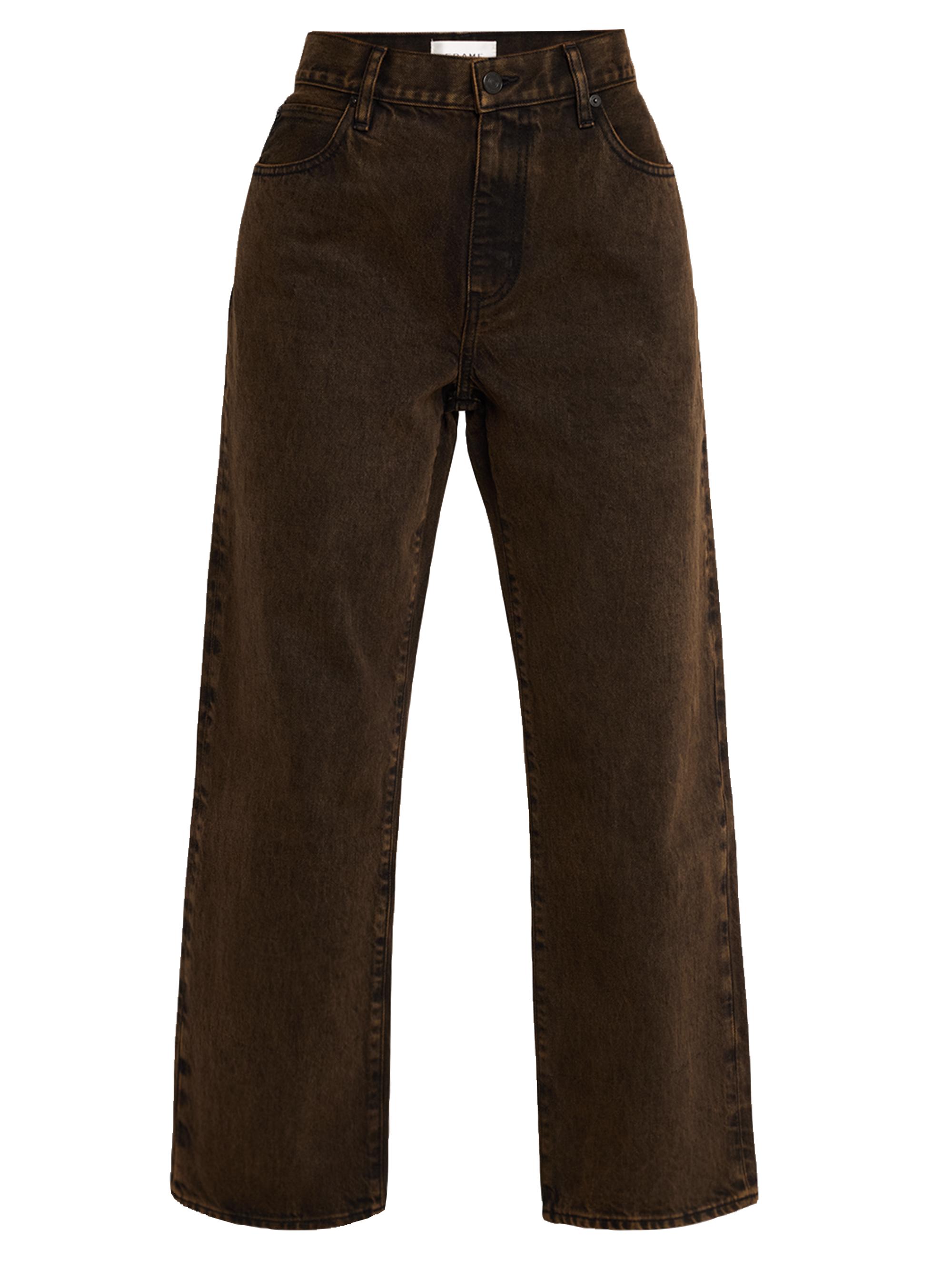 FRAME Women's The Hang Mid-Rise Wide-Leg Cropped Jeans - Brown
