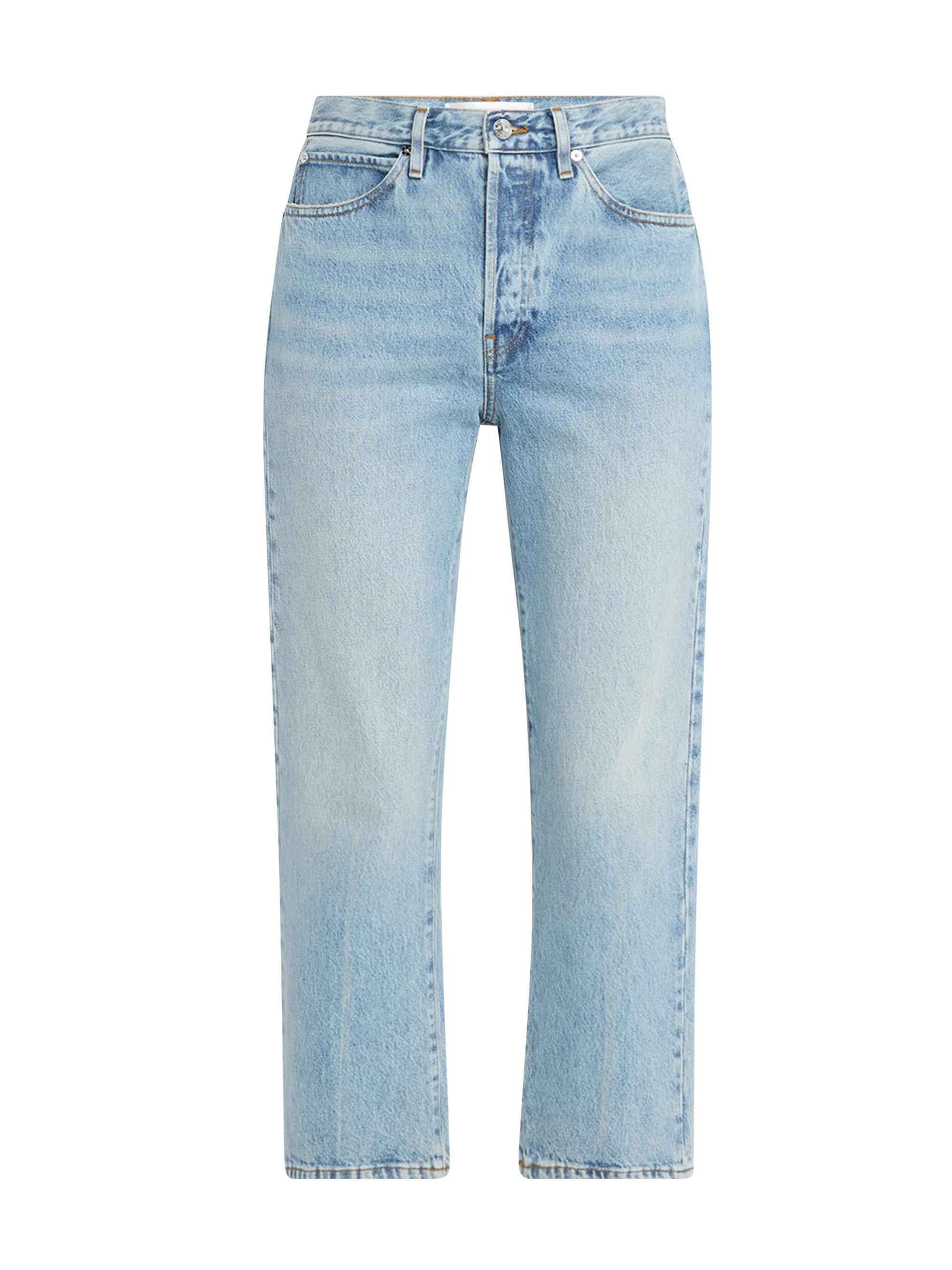 FRAME Women's The Vertical Crop High-Rise Straight-Leg Jeans - Medium Blue