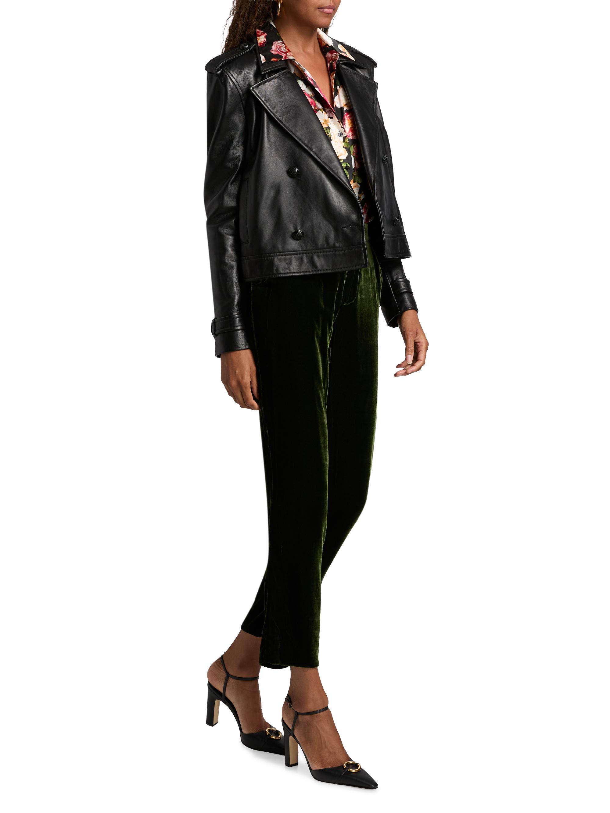 L'AGENCE Xoey Cropped Leather Trench Jacket | Saks Fifth Avenue