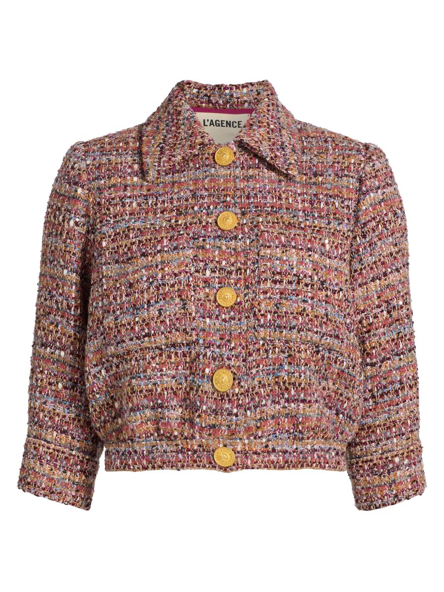 L'AGENCE Jia Tweed Cropped Jacket | Saks Fifth Avenue