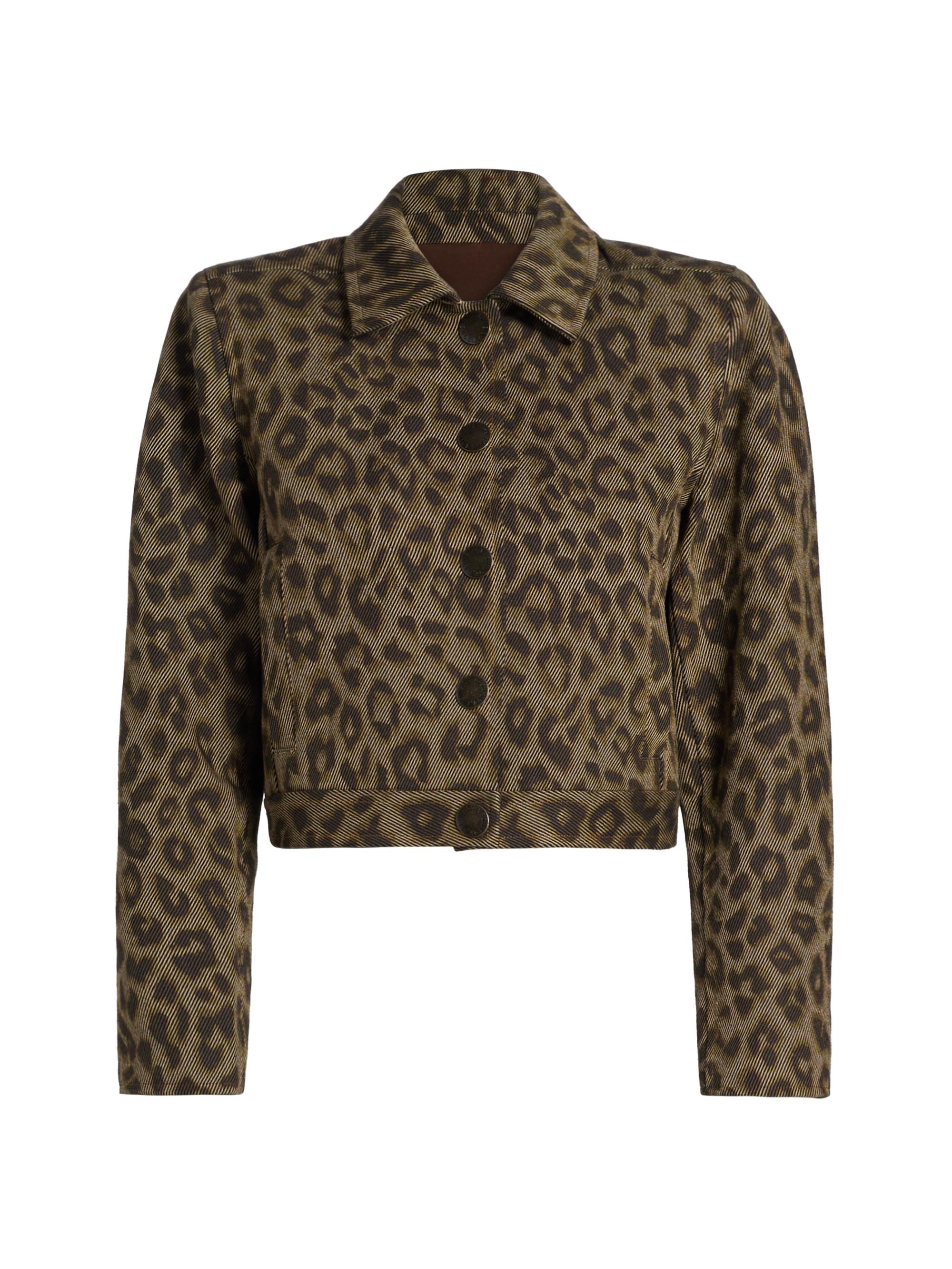 L'AGENCE Marla Leopard Print Cropped Jacket | Saks Fifth Avenue