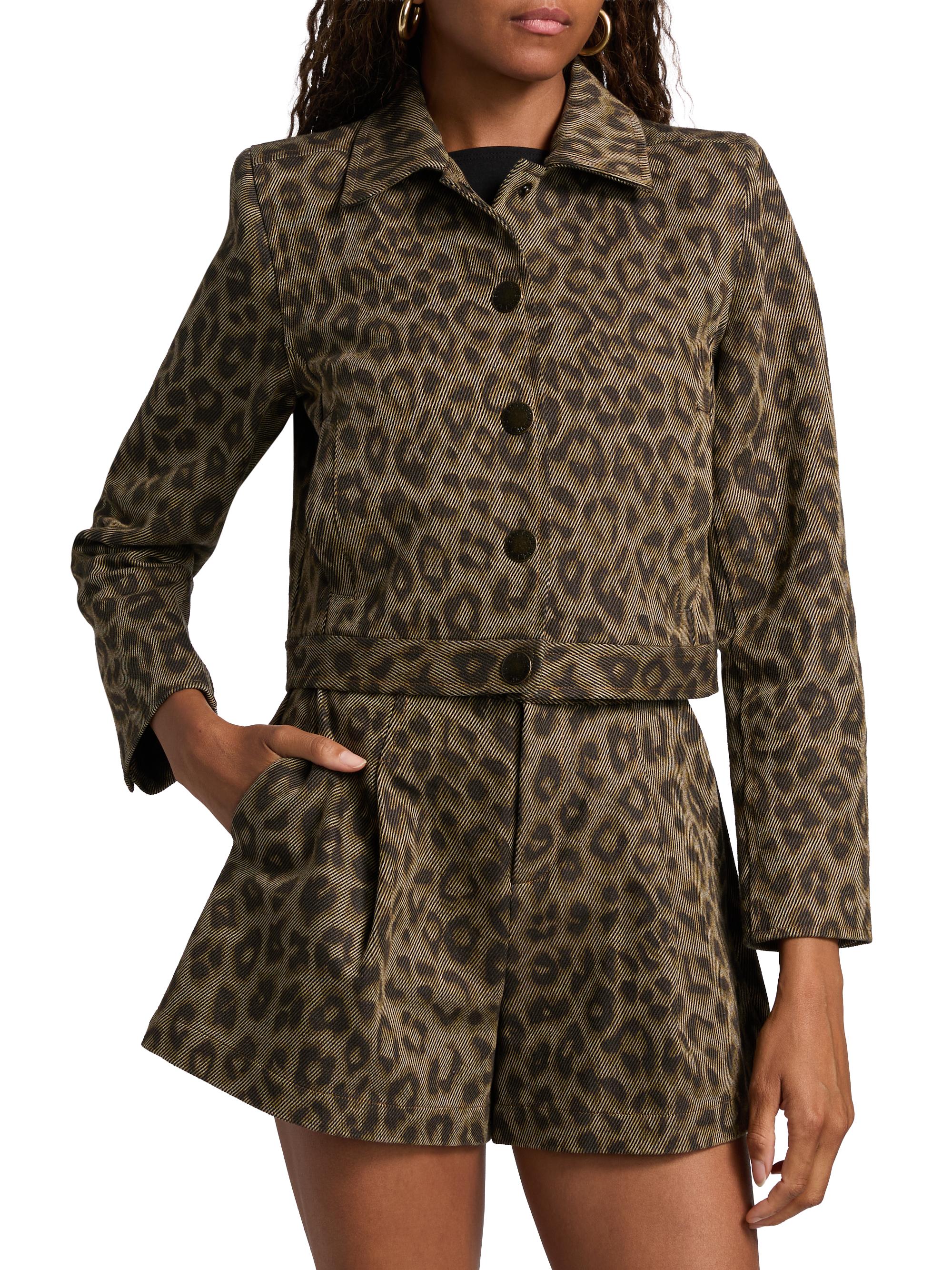 L'AGENCE Marla Leopard Print Cropped Jacket | Saks Fifth Avenue