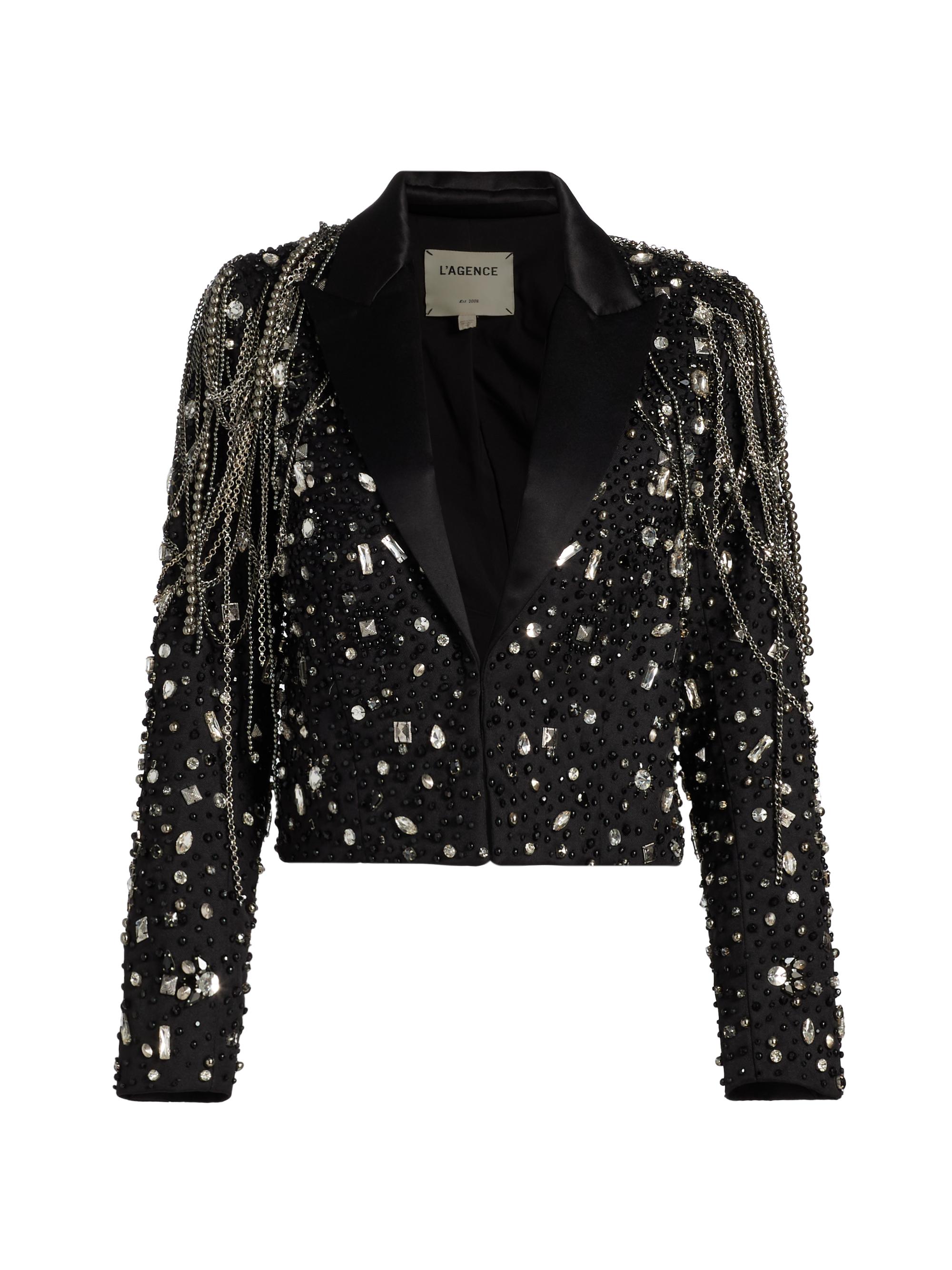 L'AGENCE Women's Soma Crystal Chain Blazer - Crystal Chain Embellishment