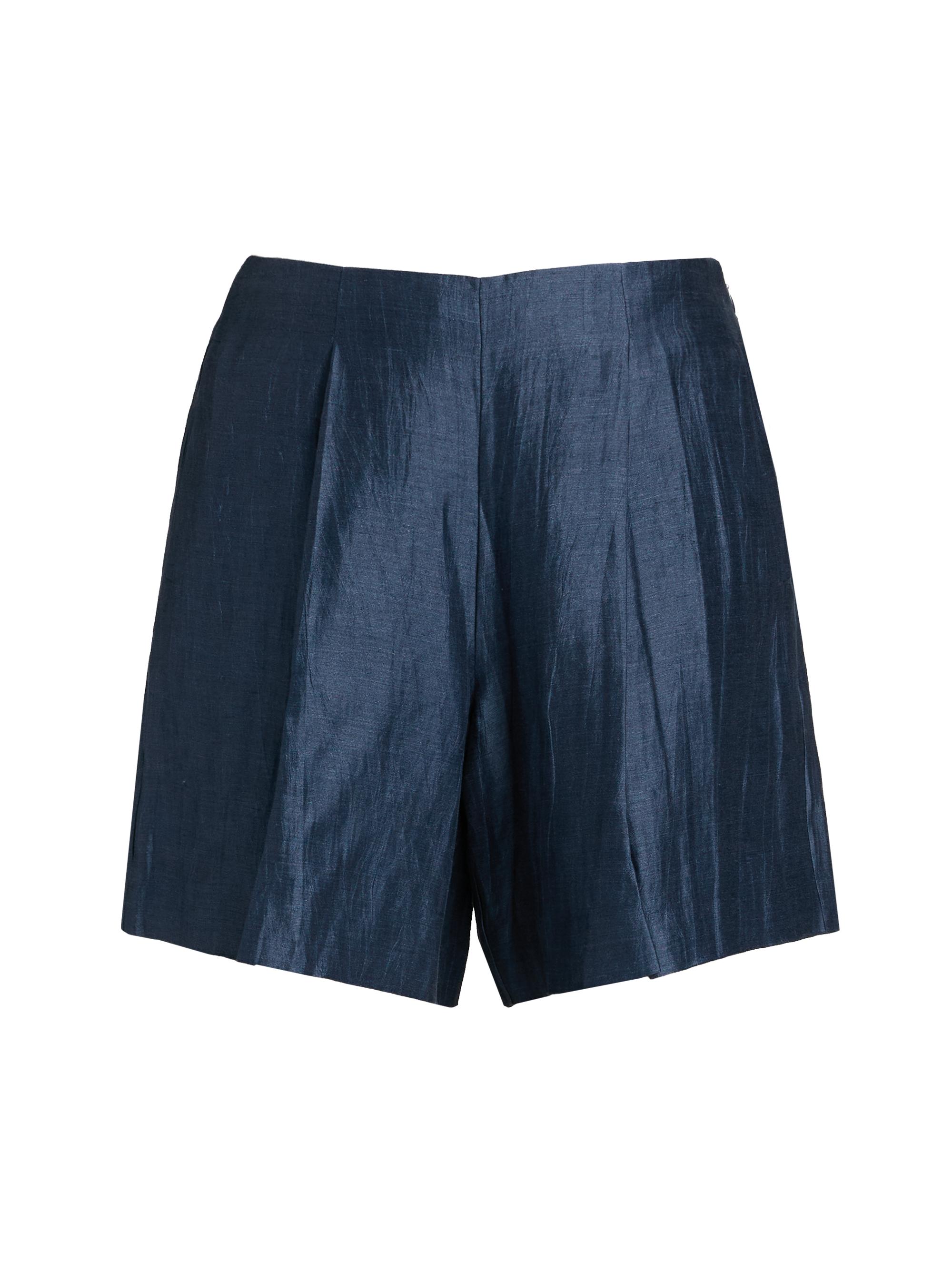 L'AGENCE Women's Hadleigh Linen-Nylon Shorts - Deep Sea Blend