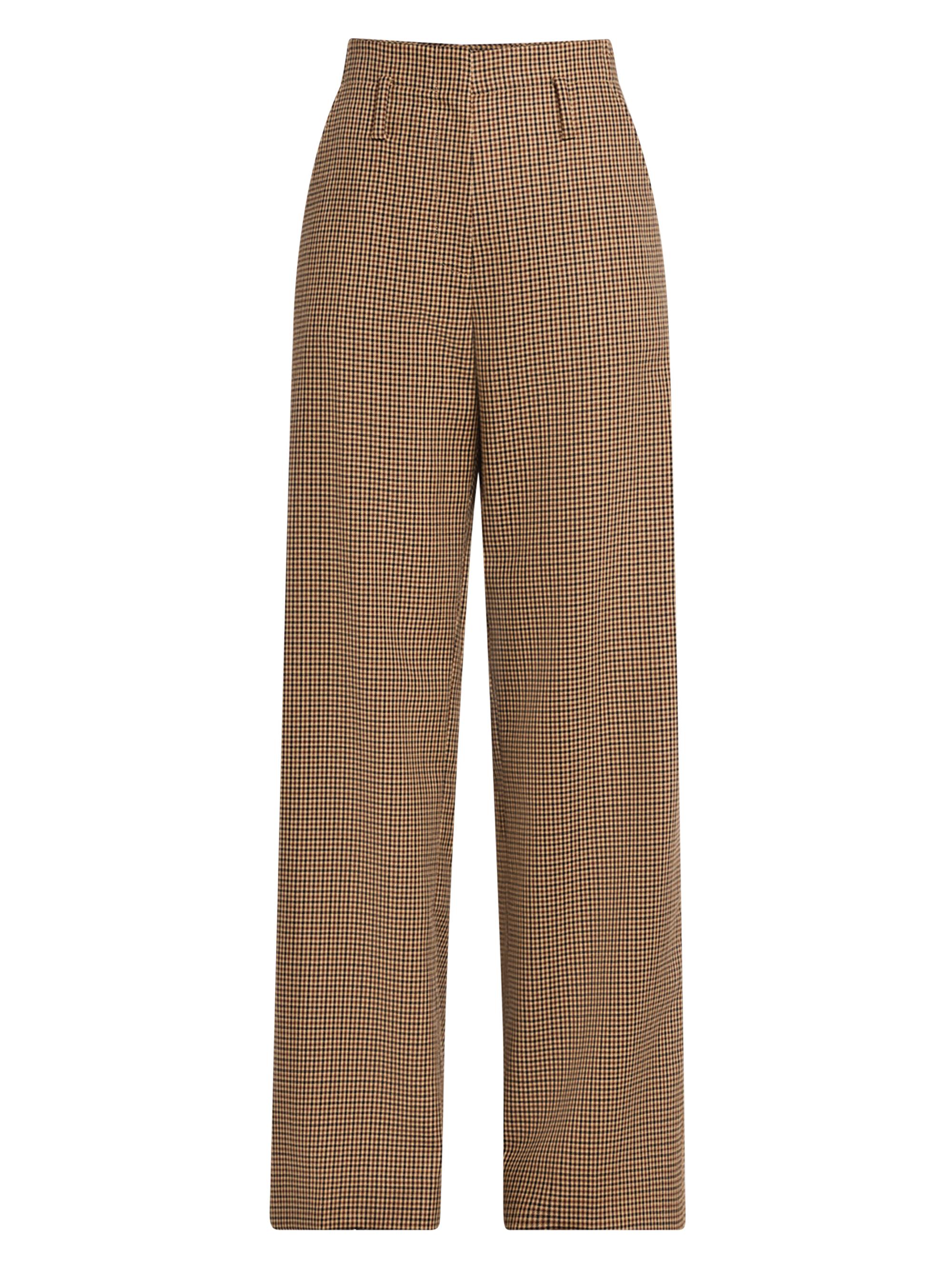A.L.C. Women's Liam Checked Wool Wide-Leg Pants - Brown Pattern