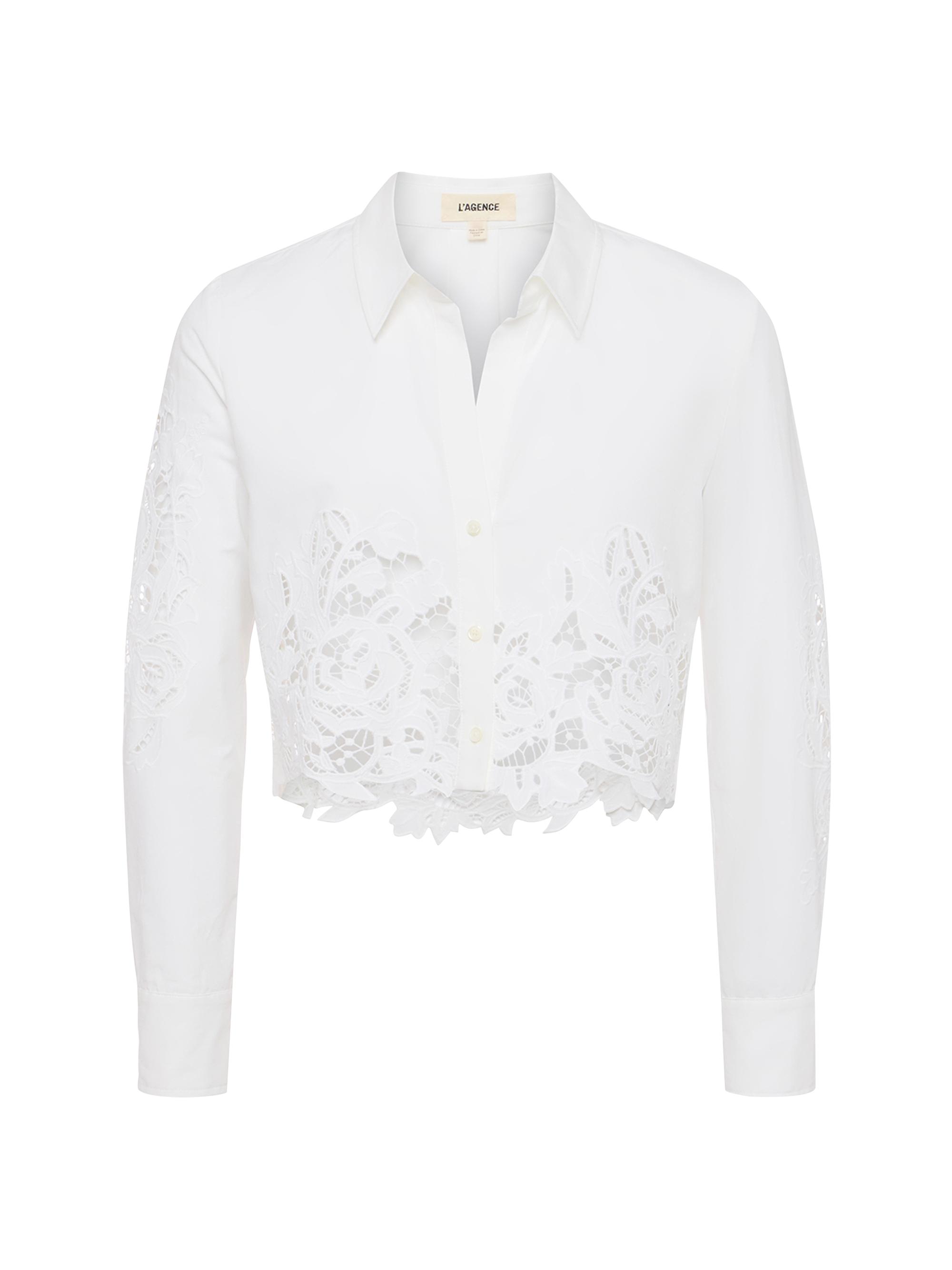 L'AGENCE Women's Seychelle Guipure Lace Shirt - White