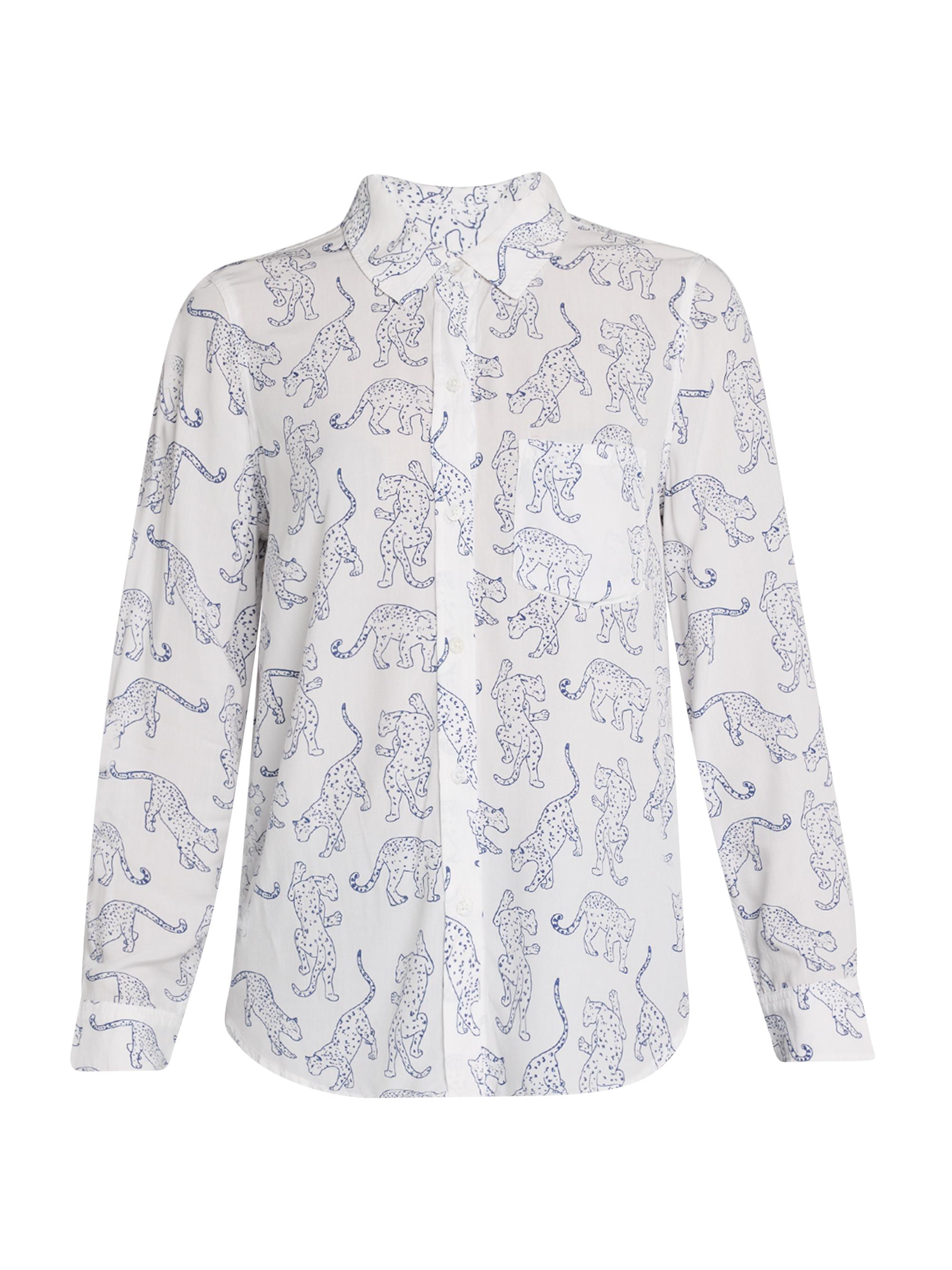 Rails Women's Kathryn Jaguar-Print Button-Front Blouse - White Pattern