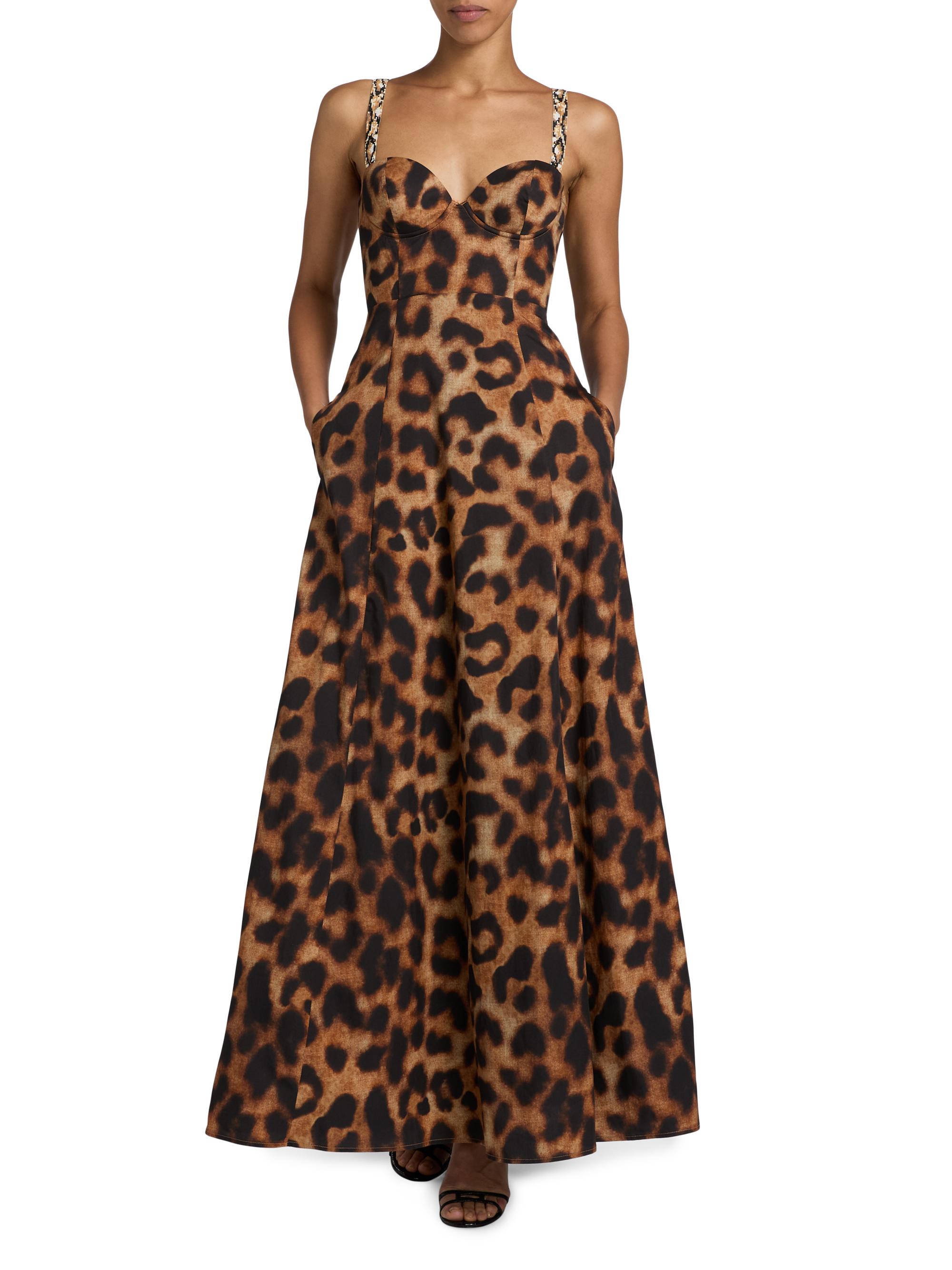 L'AGENCE Sutton Leopard Bustier Gown | Saks Fifth Avenue