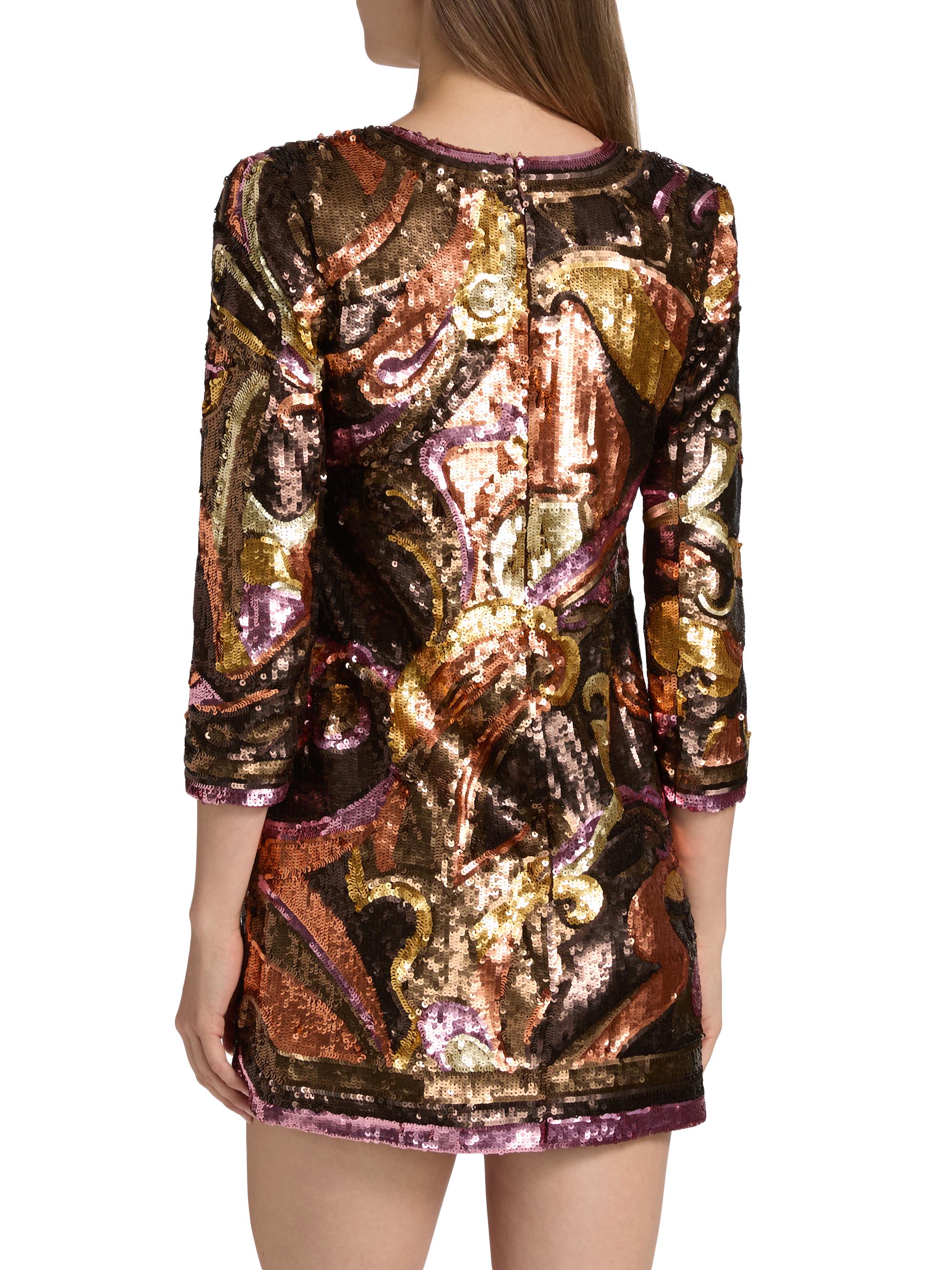 L'AGENCE Octavia Sequined V-Neck Shift Minidress Saks Fifth Avenue