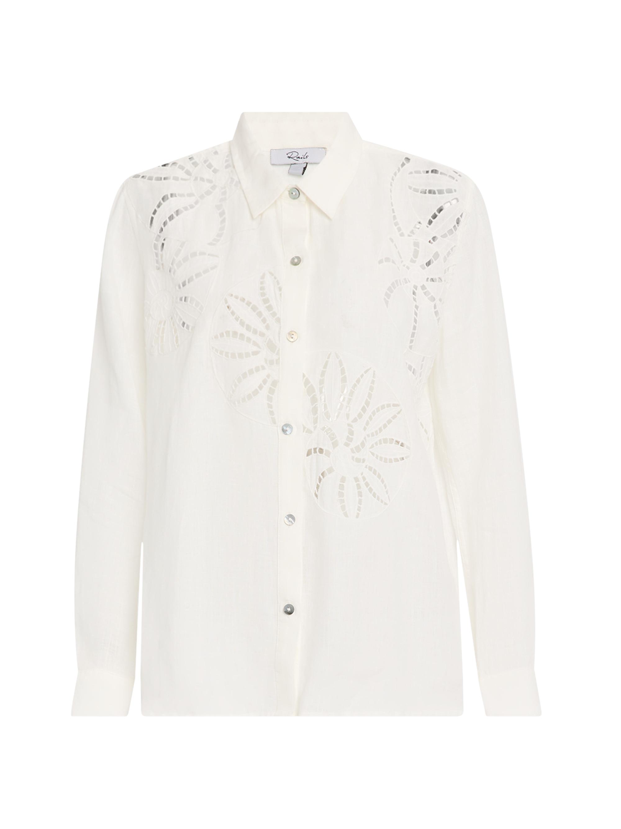 Rails Women's Samar Floral Eyelet-Embroidered Linen Shirt - White