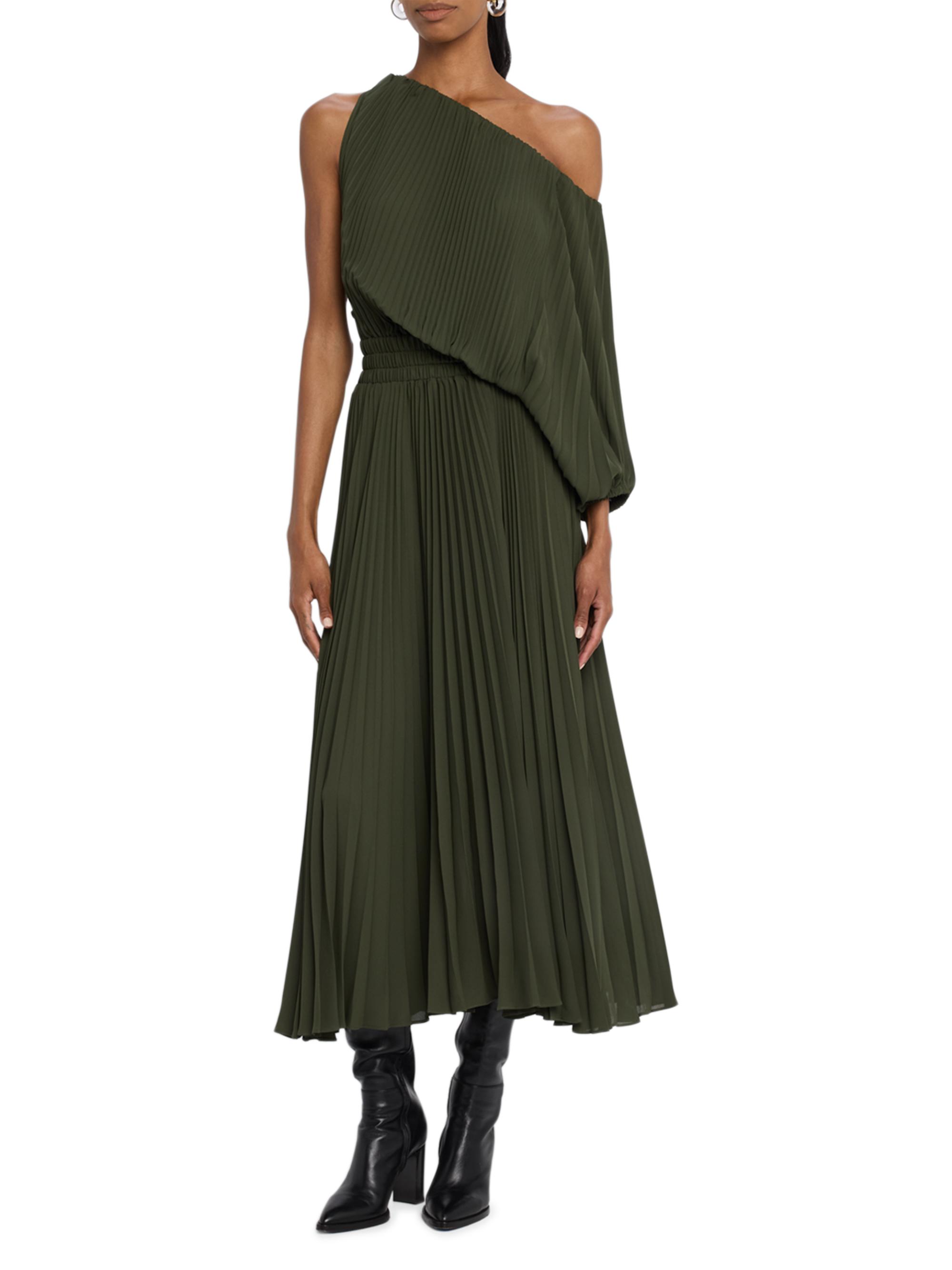 strapless open back dress Addie Pleated Skirt Midi Dress Marnie Stripe
