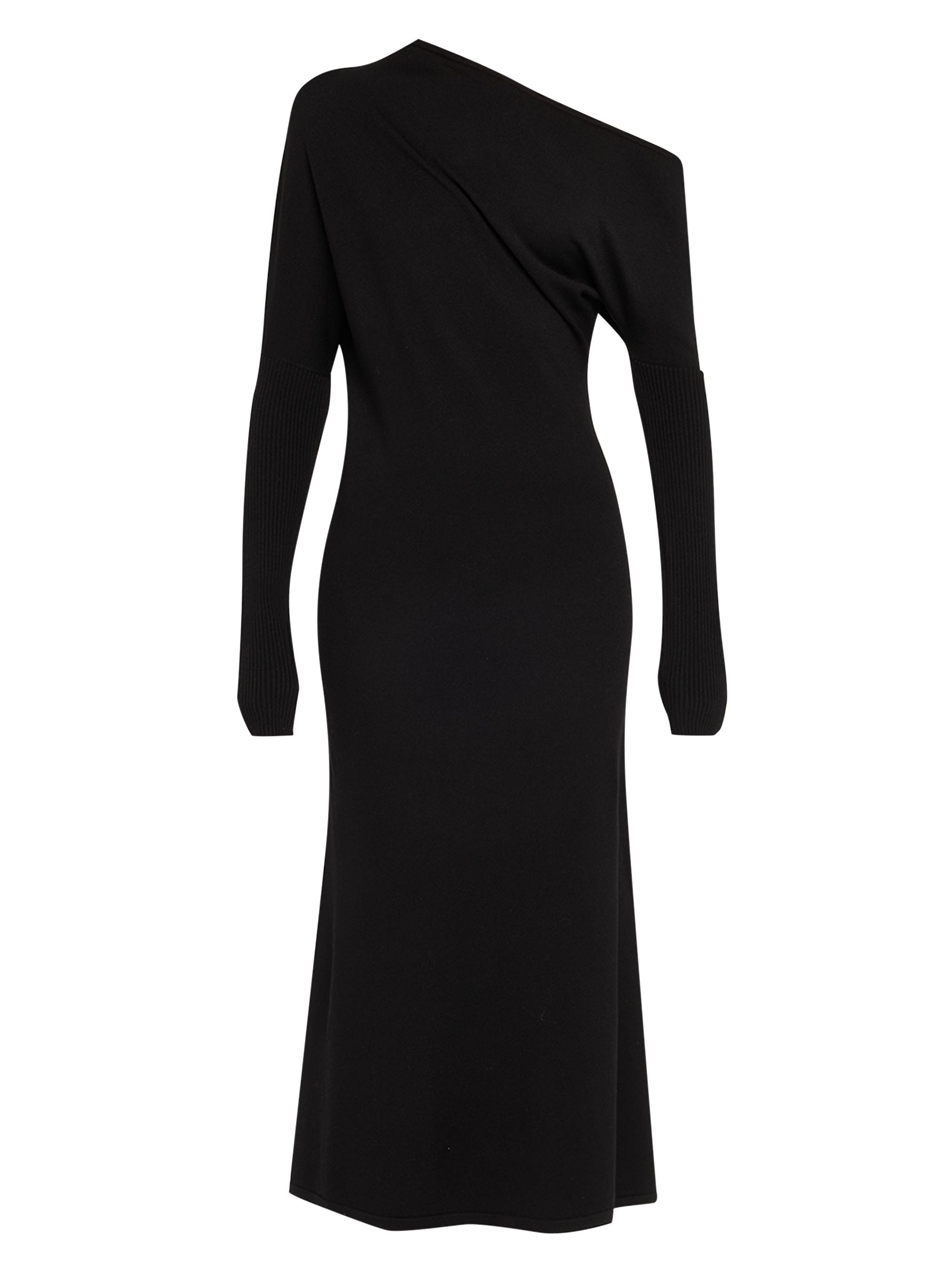 A.L.C. Women's Liv Draped Wool-Blend One-Shoulder Midi-Dress - Black