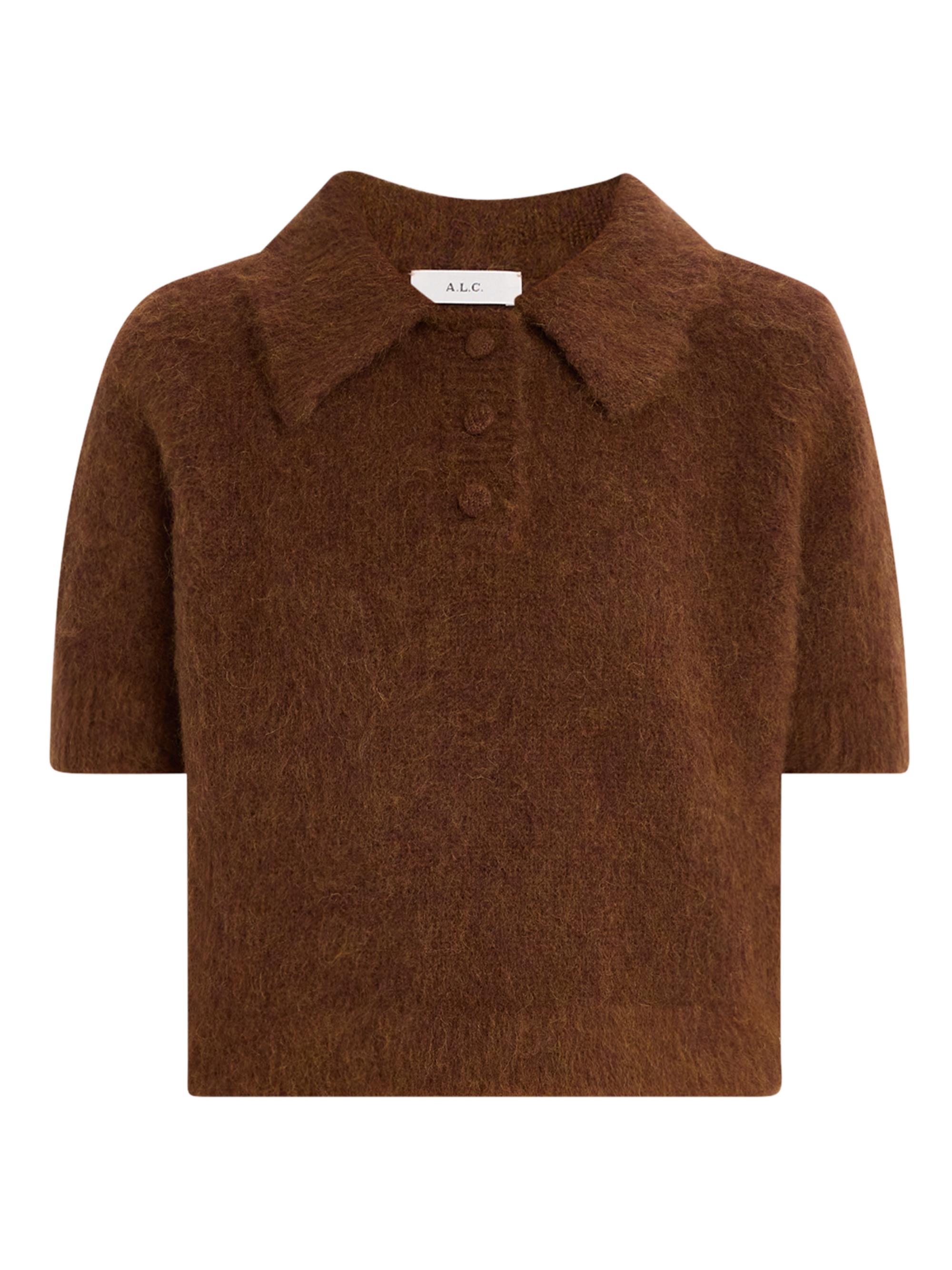 A.L.C. Women's Gio Fuzzy Wool-Blend Polo Sweater - Brown