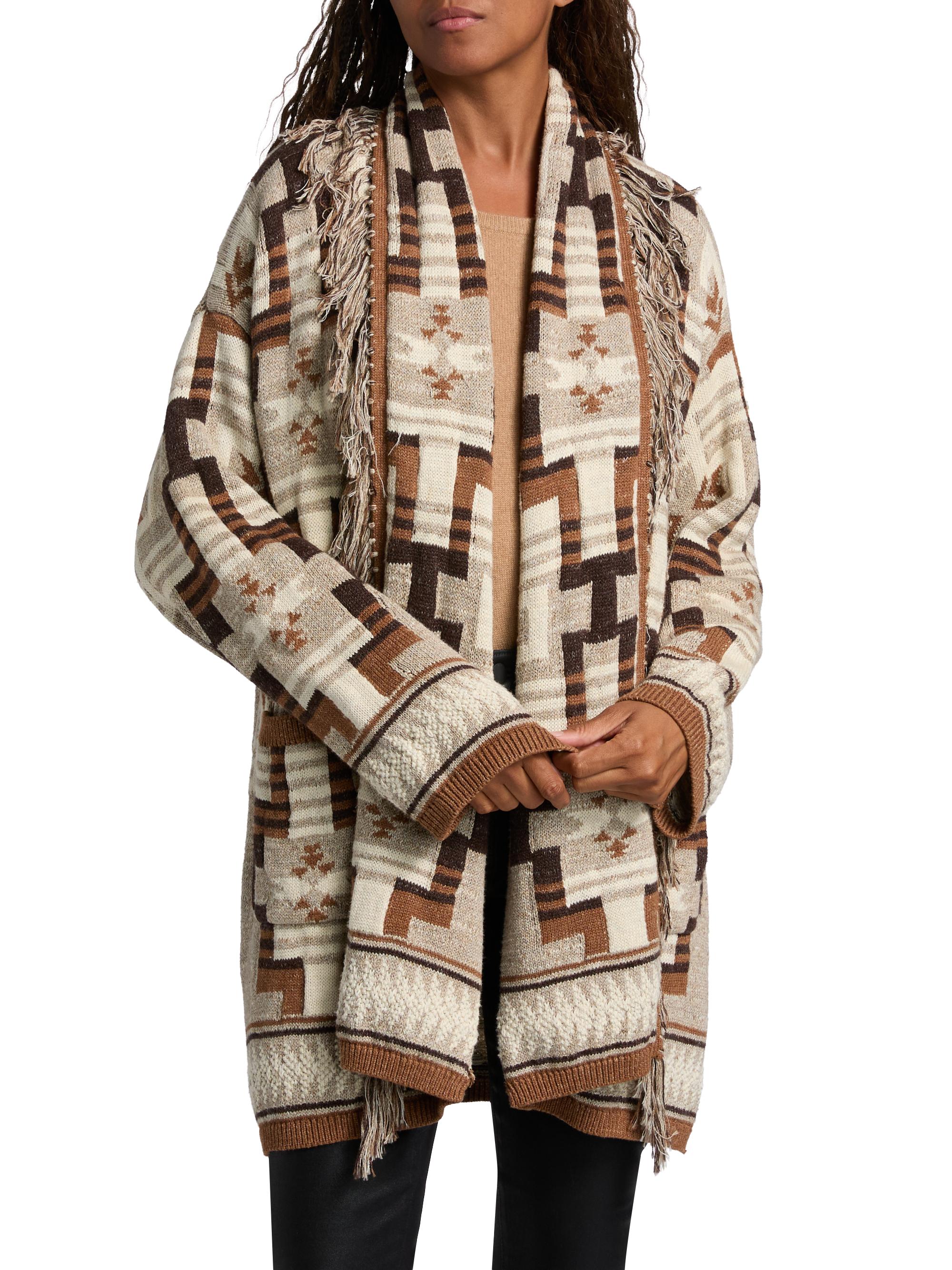 L'AGENCE Jair Jacquard Fringe Cardigan | Saks Fifth Avenue