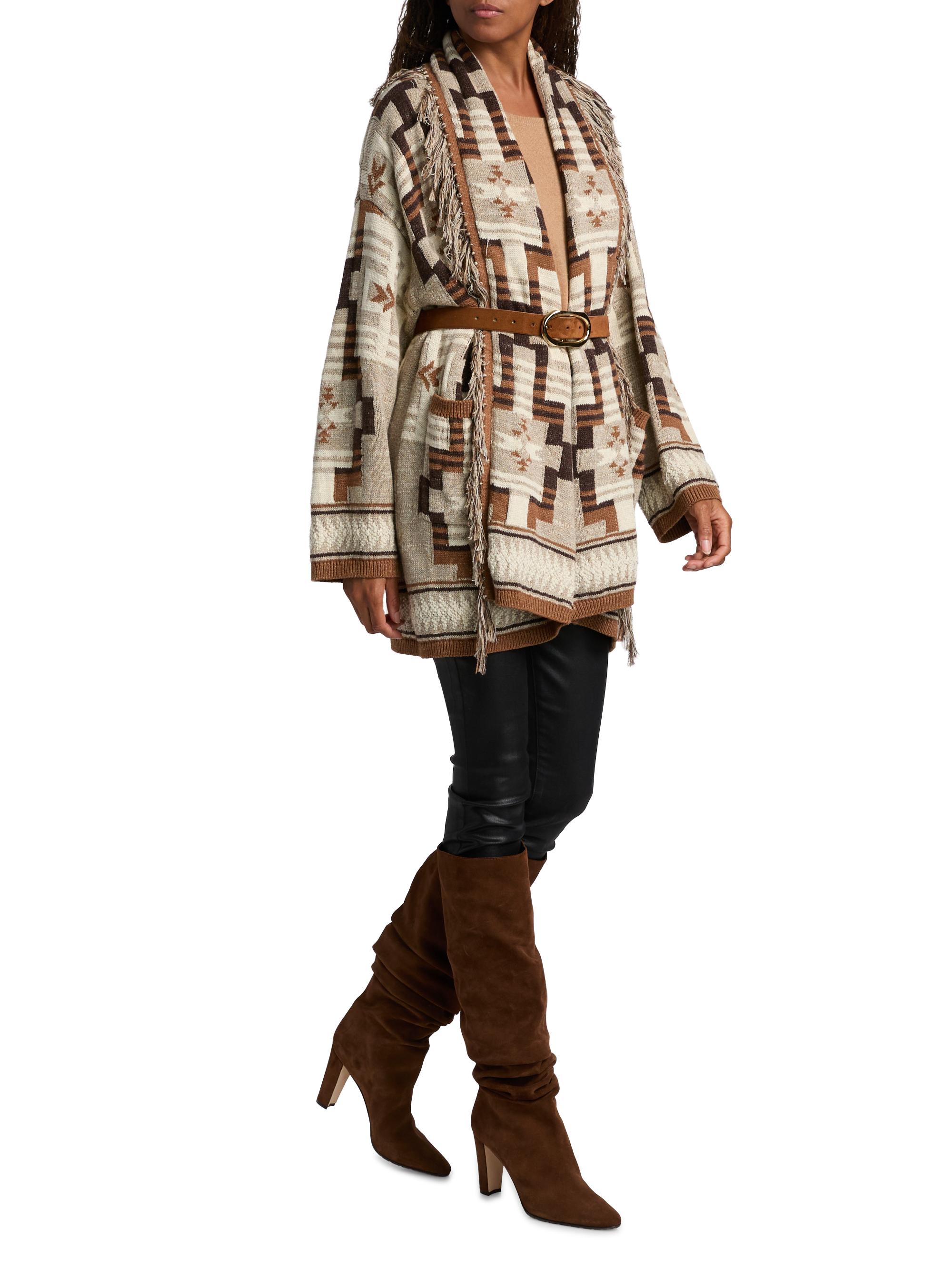 L'AGENCE Jair Jacquard Fringe Cardigan | Saks Fifth Avenue