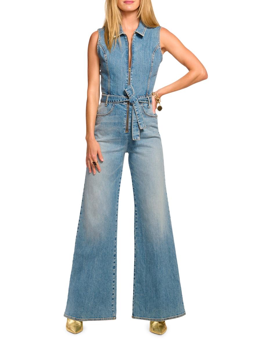 Ramy Brook Women's Jemma Wide-leg Denim Jumpsuit In Blue