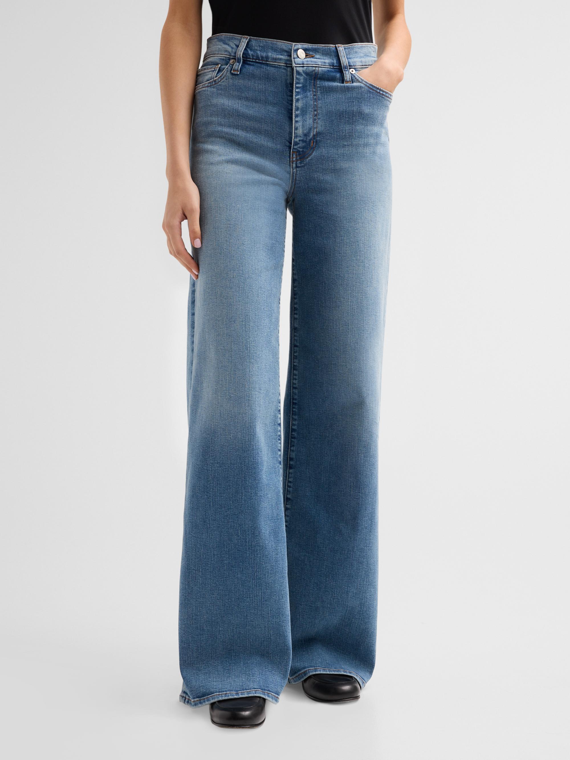 FRAME Women's Le Slim Palazzo Long Jeans - Gossamer | Thumbnail 4