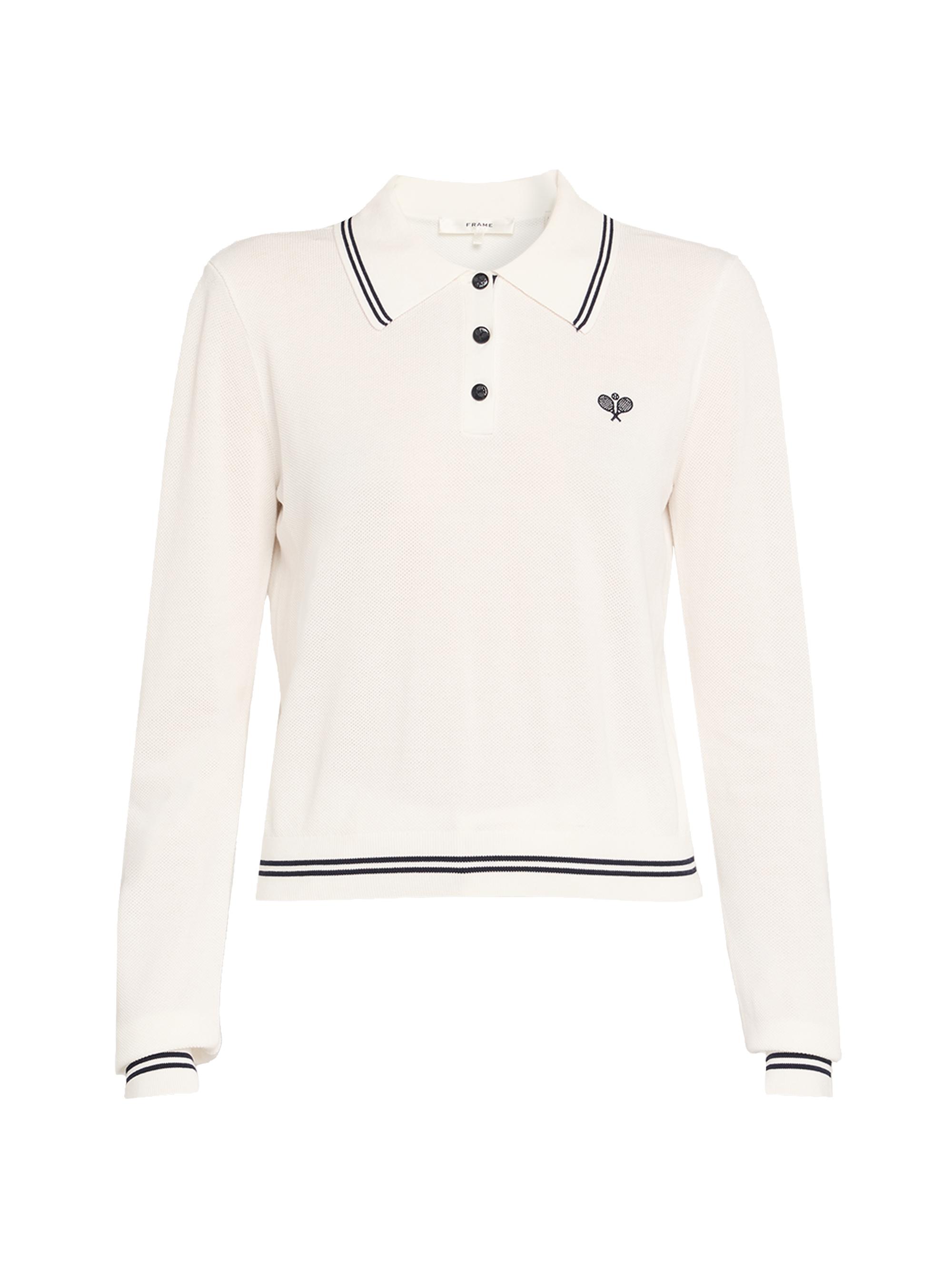 Frame Women's The Long-Sleeve Tennis Polo - White