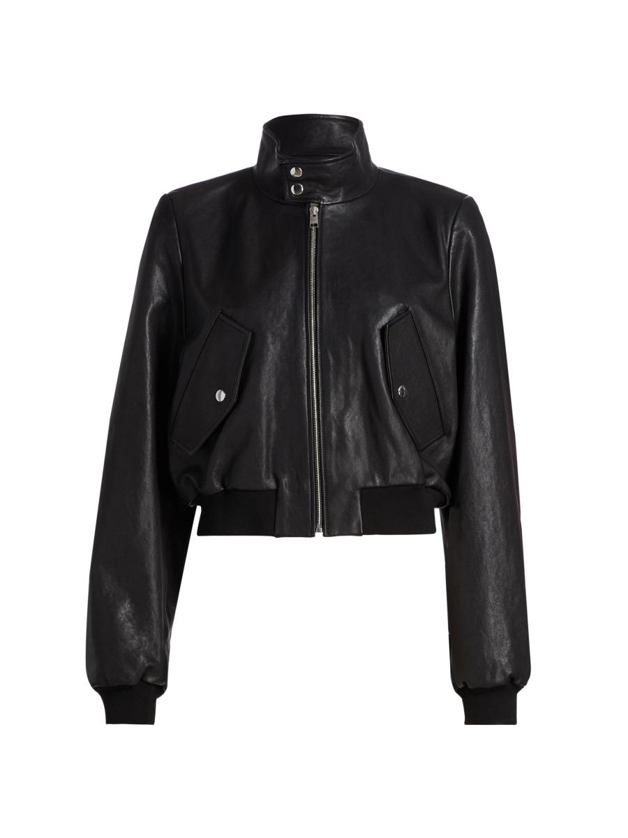 Frame The Leather Harrington Bomber Jacket In Black