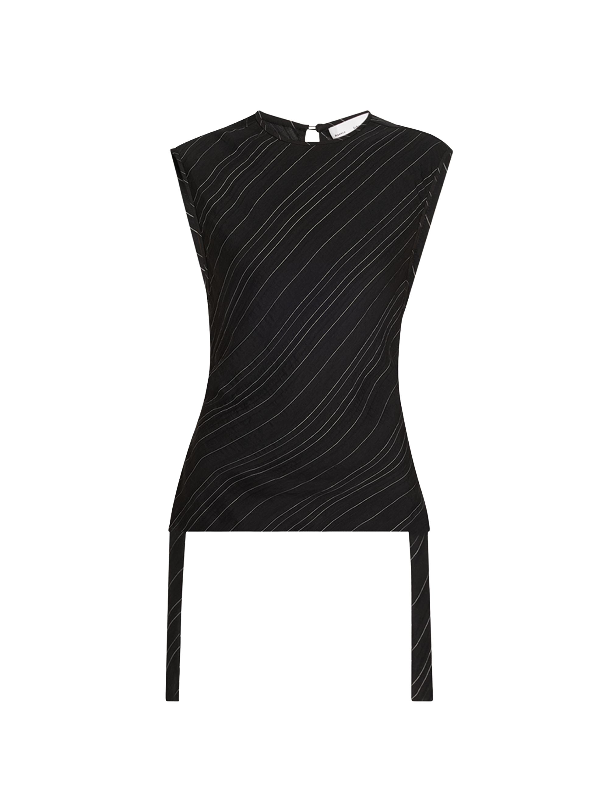 Proenza Schouler White Label Women's Trina Woven Stripe Tie Top - White Black