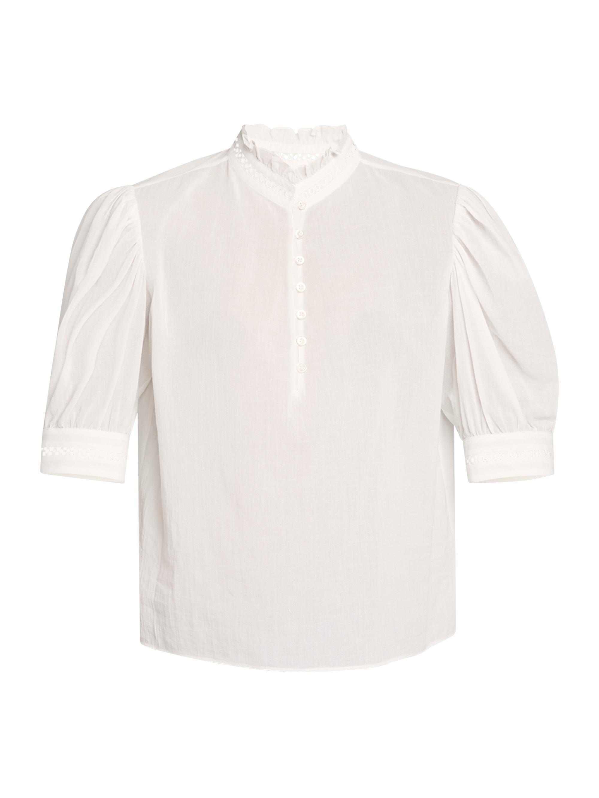Frame Women's The Ruffle Collar Poplin Top - White