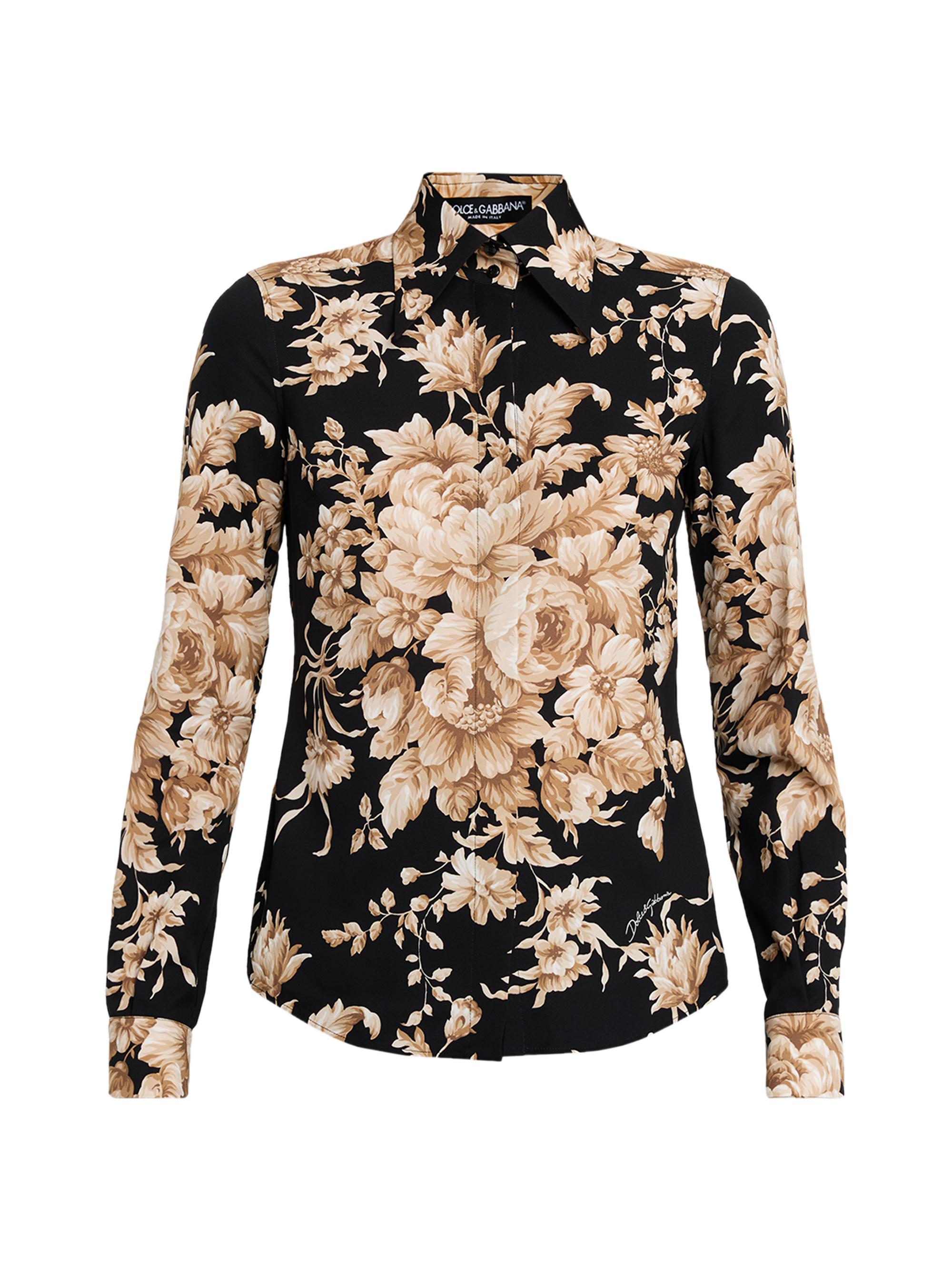 Dolce & Gabbana Women's Floral Cretonne Cotton Tailored Shirt - Black