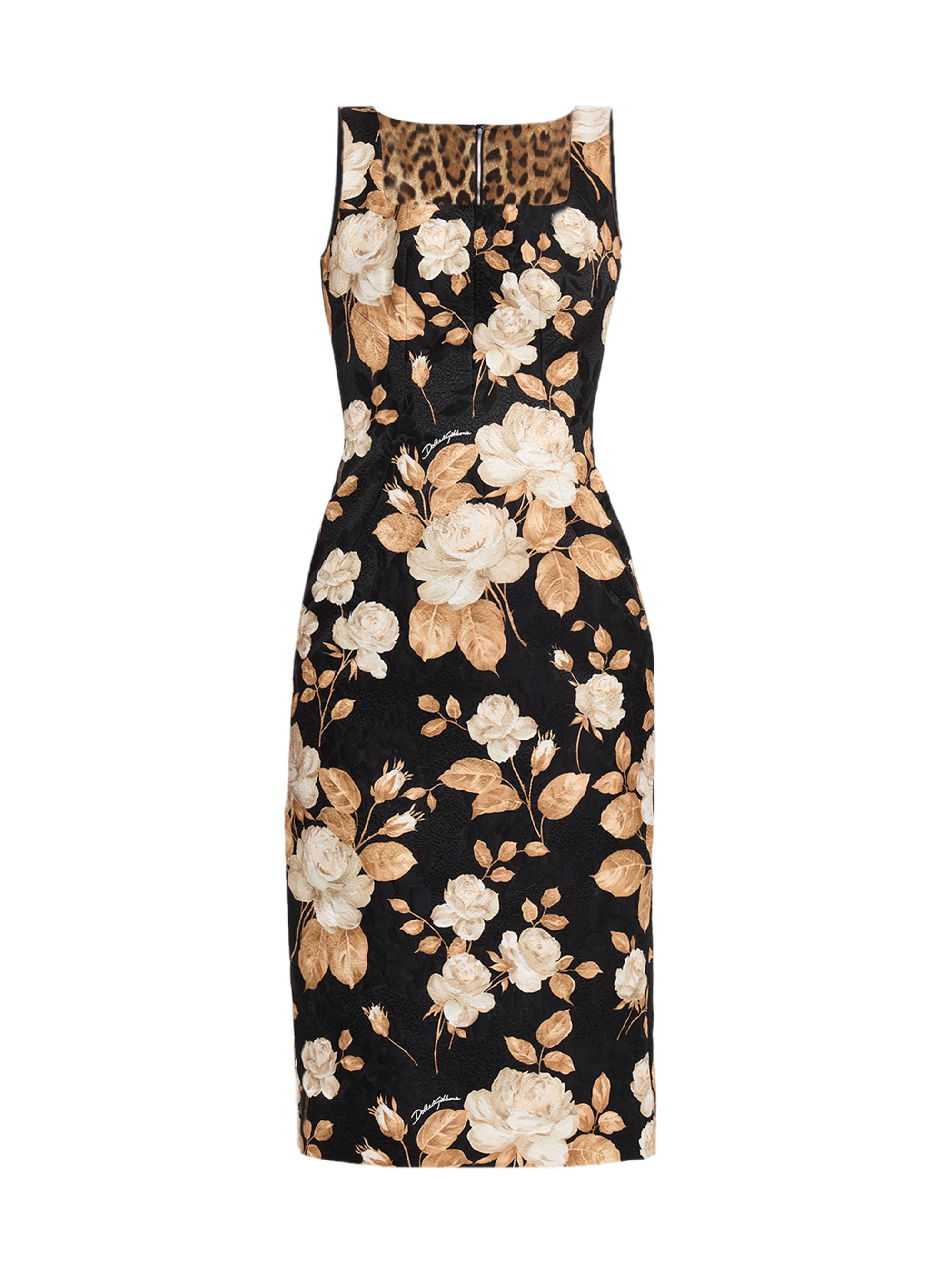Dolce & Gabbana Women's Floral Brocade Sheath Knee-Length Dress - Black