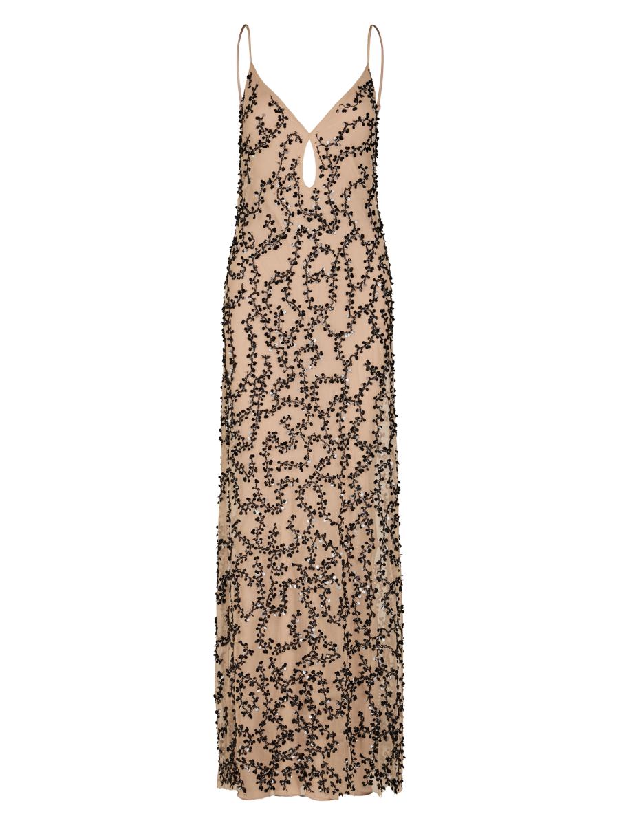 Johanna Ortiz Mesh Reinvention Maxi Dress - Nude/Black Mesh