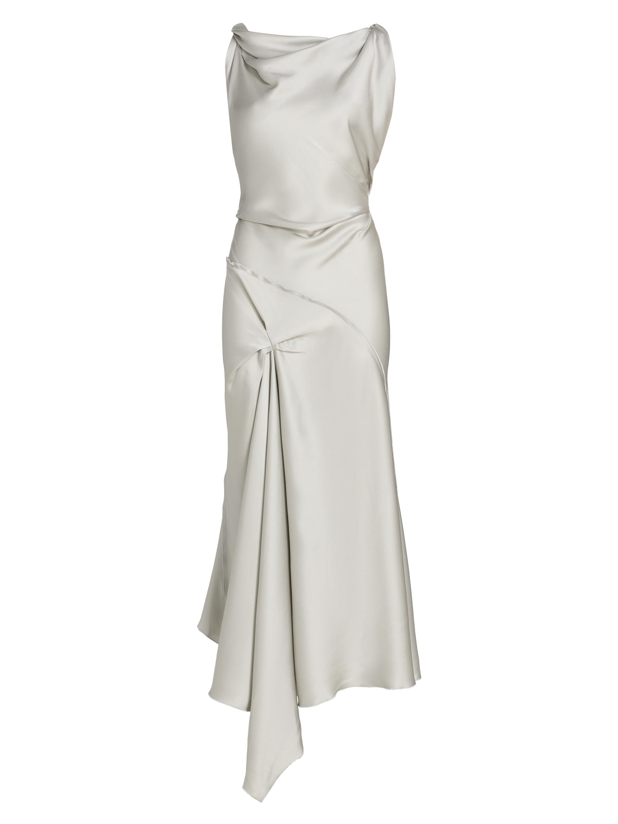 Posy Draped Satin Midi-Dress