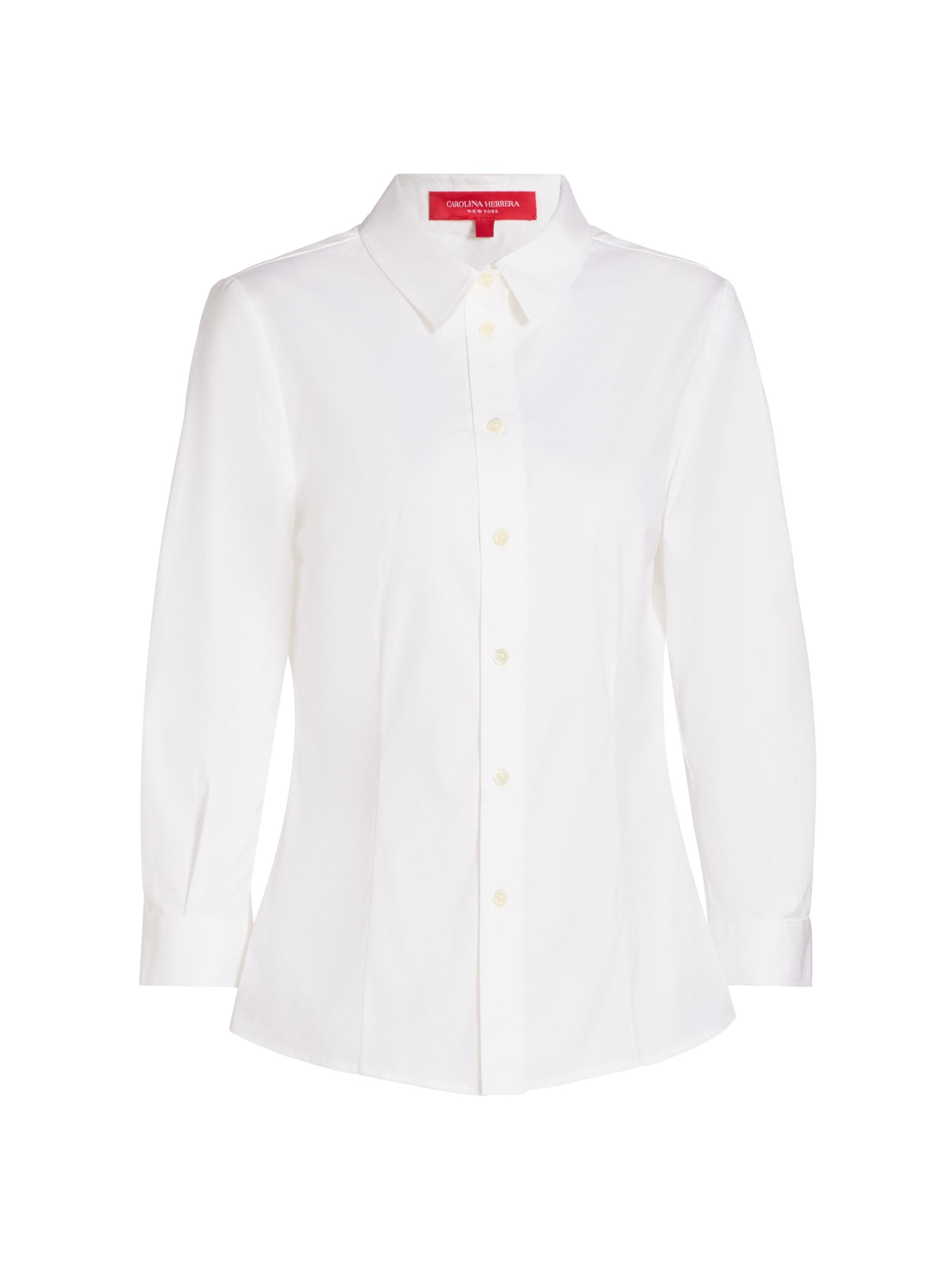 Carolina Herrera Women's Slim Cotton-Blend Shirt - White
