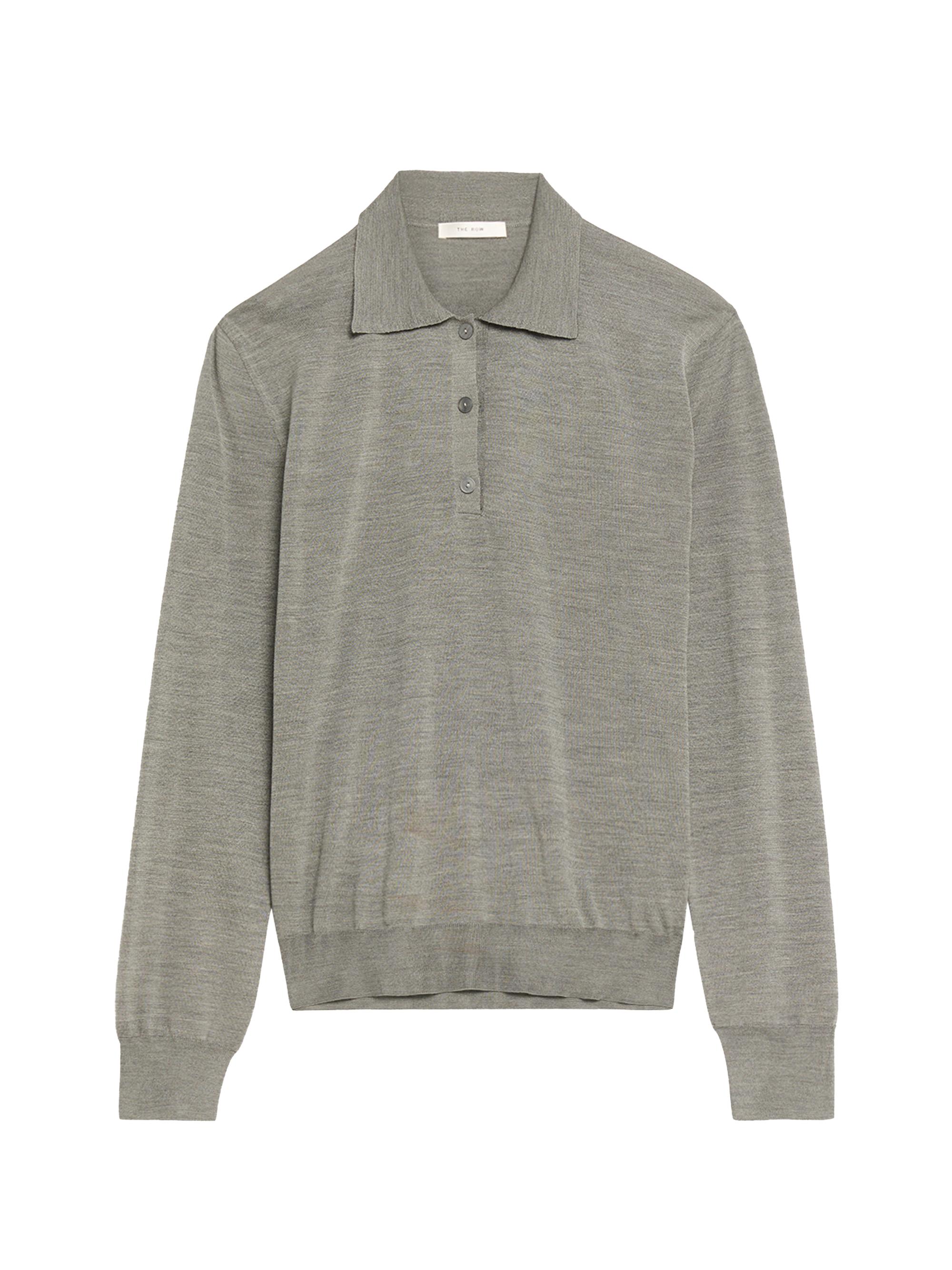 The Row Women's Lilienne Silk Polo Sweater - Dark Grey