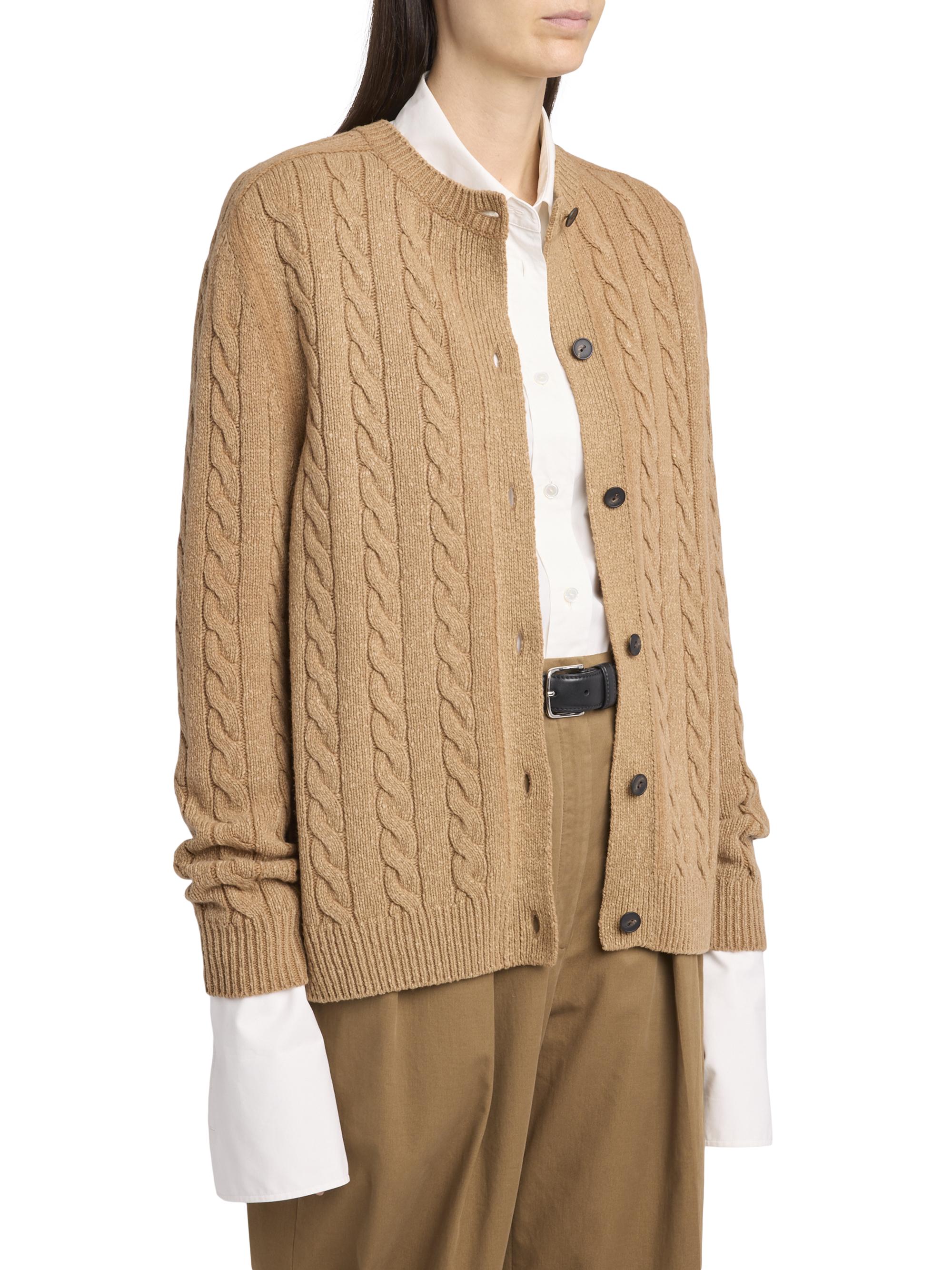The Row Loneke Wool Cable-Knit Cardigan | Saks Fifth Avenue