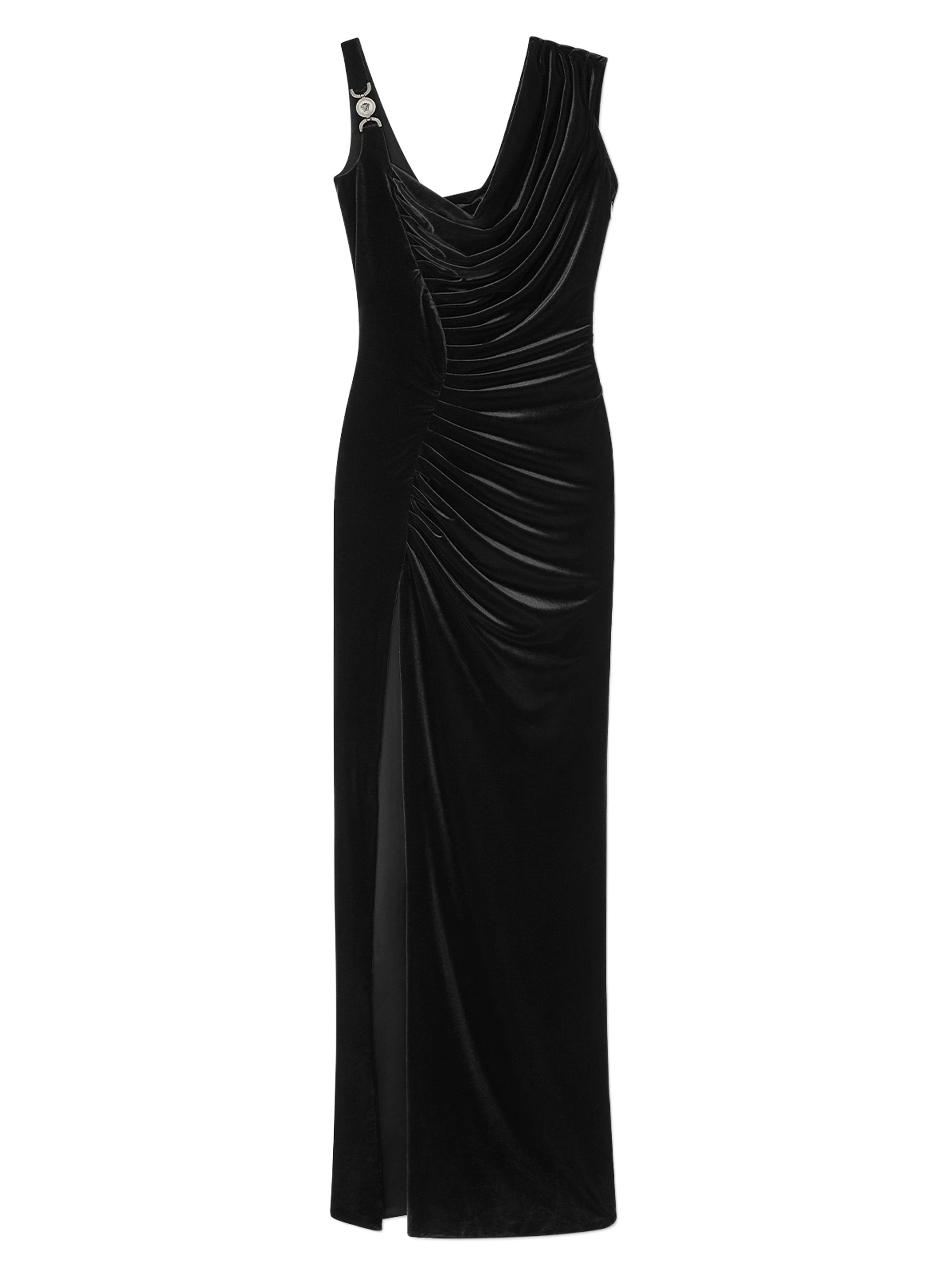 Draped Velvet Column Gown