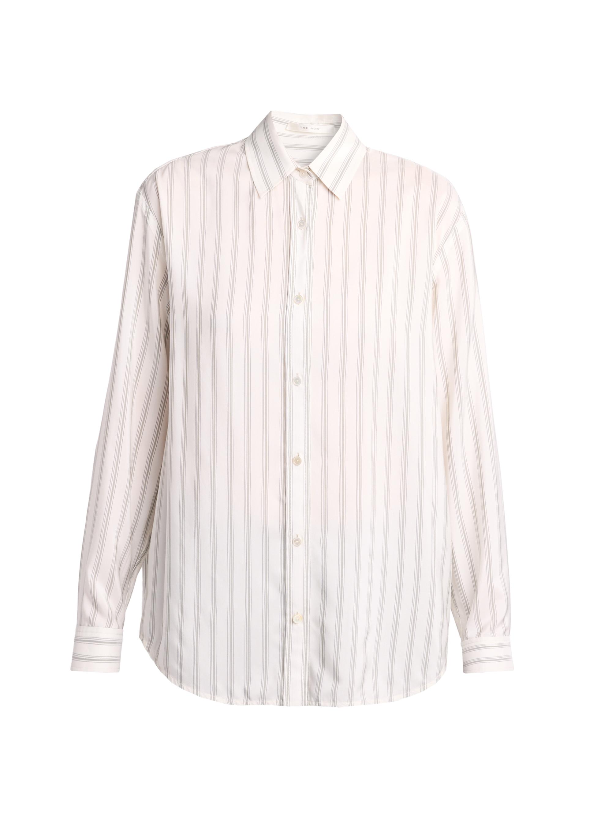 The Row Women's Eirlys Striped Silk Shirt - Grey Stripe