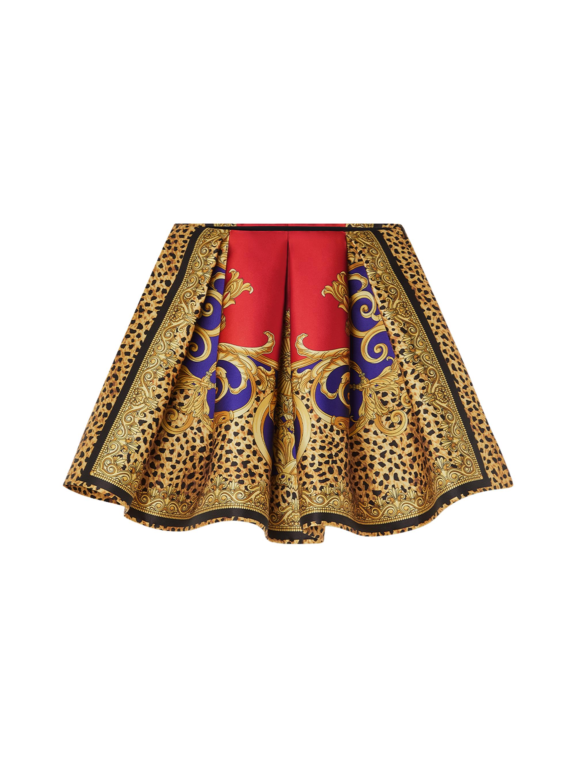 Versace Women's Cheetah Barocco Rock'n'Royalty Miniskirt - Scarlet Ultramarine