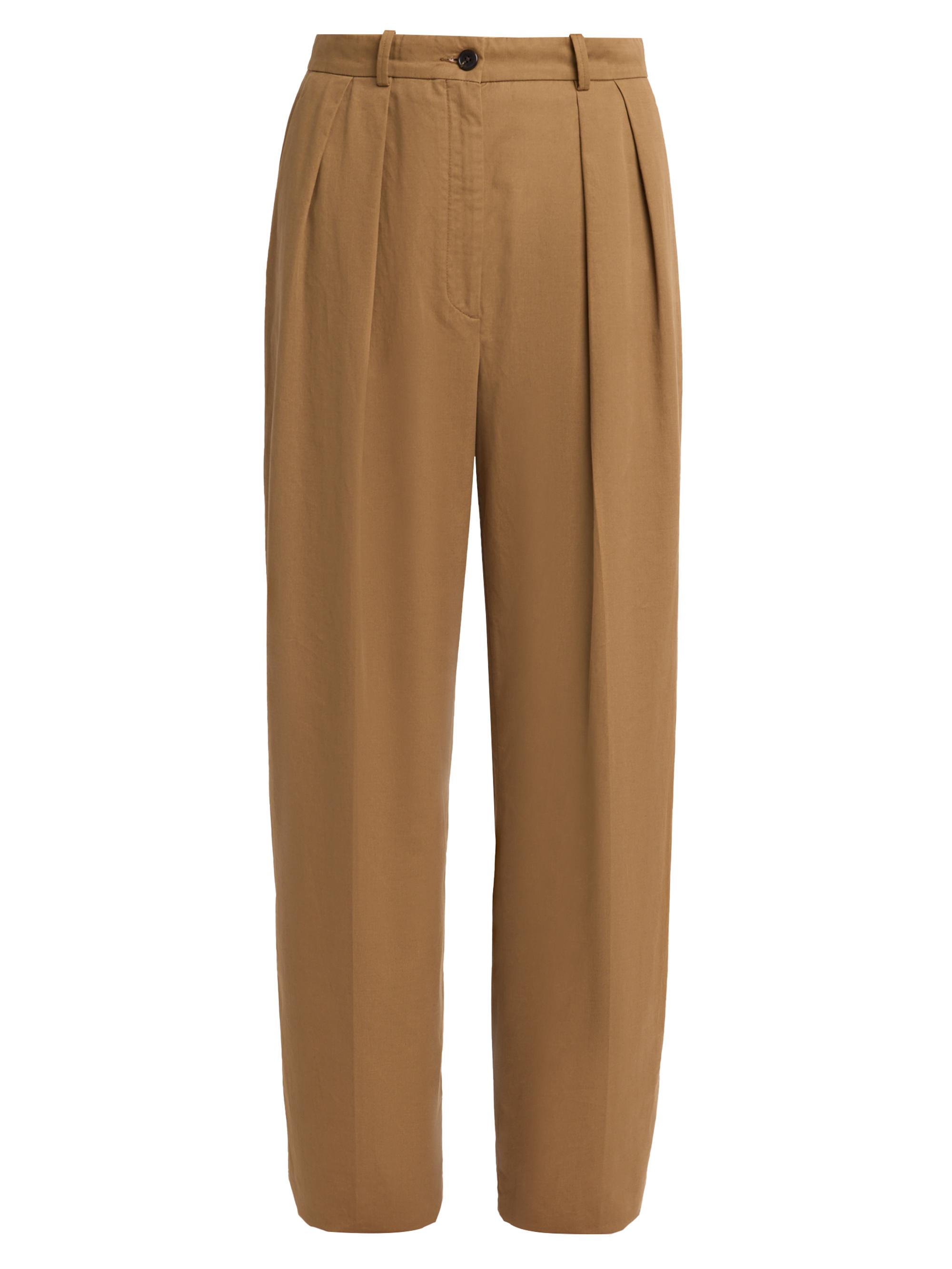The Row Women's Igor Cotton-Cashmere Pleated Pants - Dark Sand