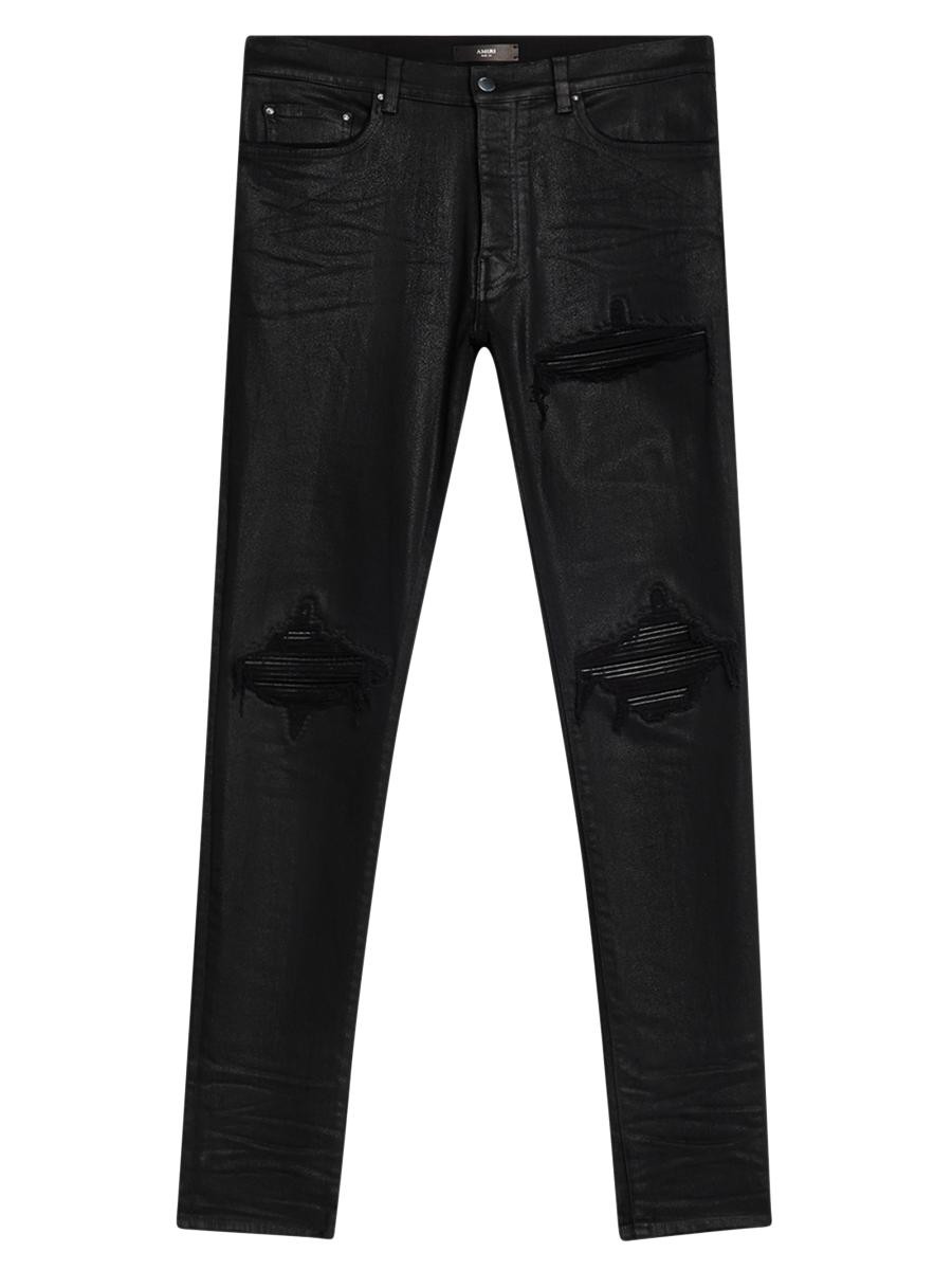 Amiri Men's Mx1 Waxed Skinny Jeans In Black