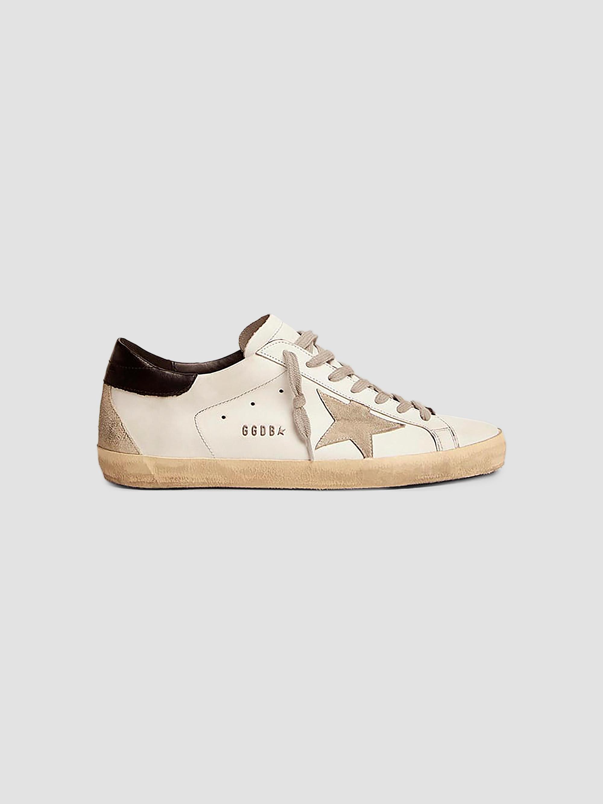 Golden Goose Men's Super Star Logo Leather Low-Top Sneakers - White