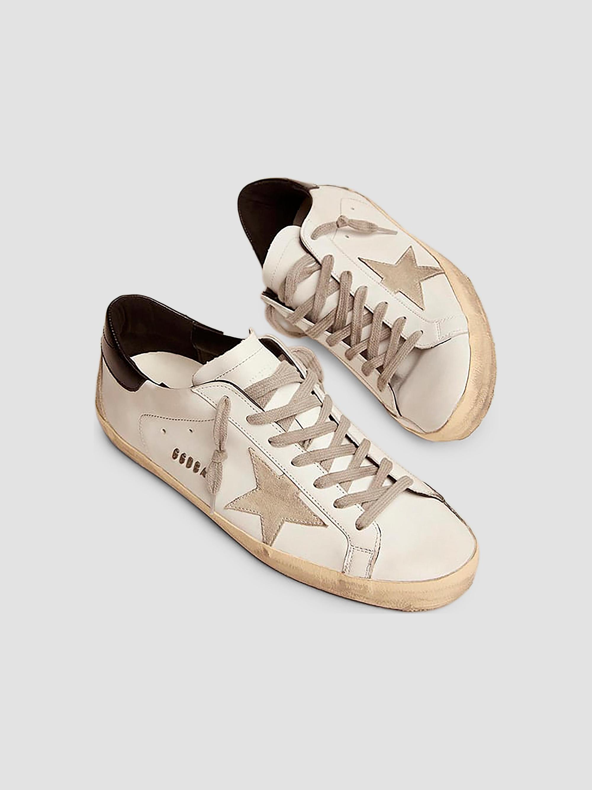 Golden Goose Men's Super Star Logo Leather Low-Top Sneakers - White | Thumbnail 3